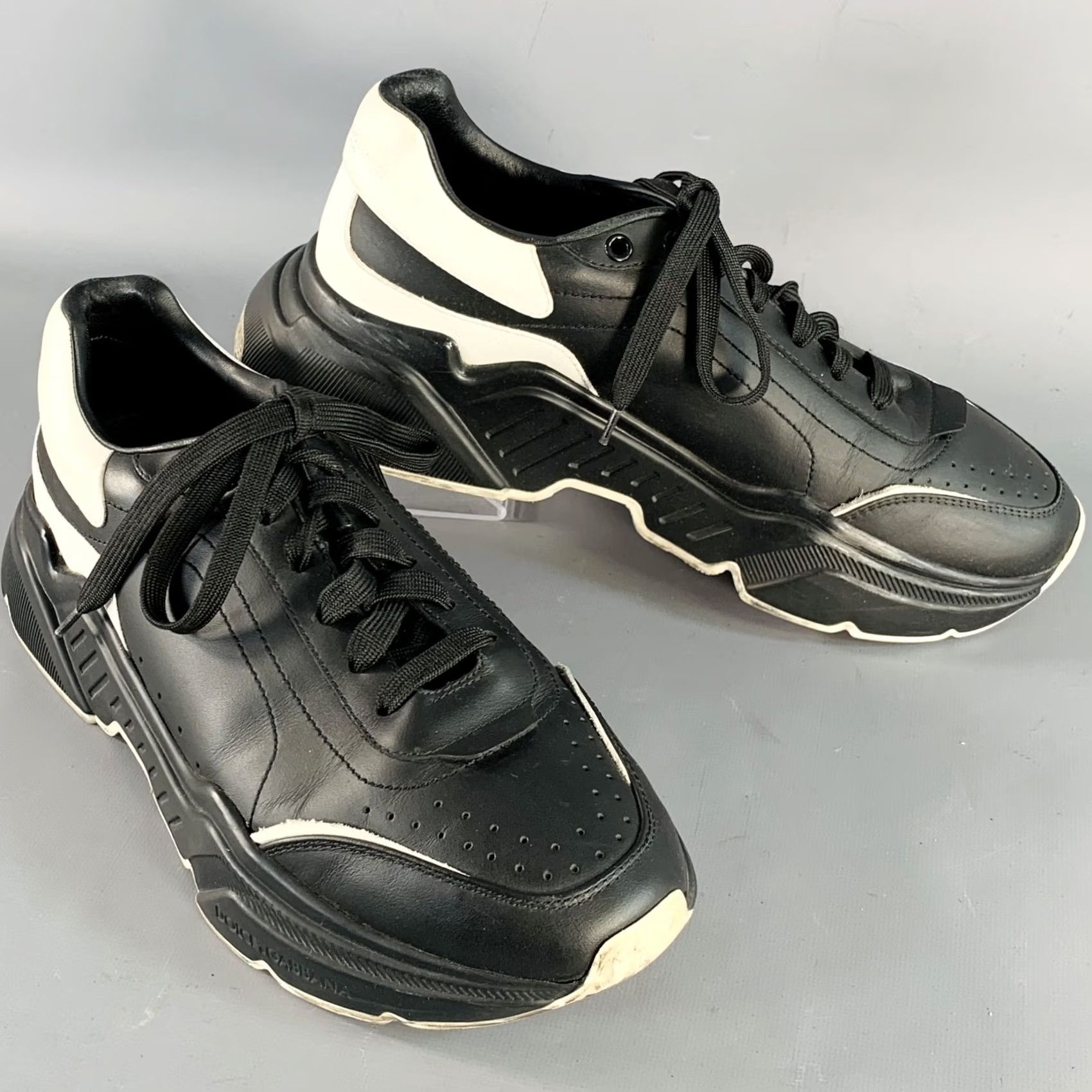 Dolce & Gabbana DOLCE & GABBANA Daymaster Sneakers Black White Color Block Leather Size 10 Men Shoes CHunky Sole Size US 10 / EU 43 - 2 Thumbnail