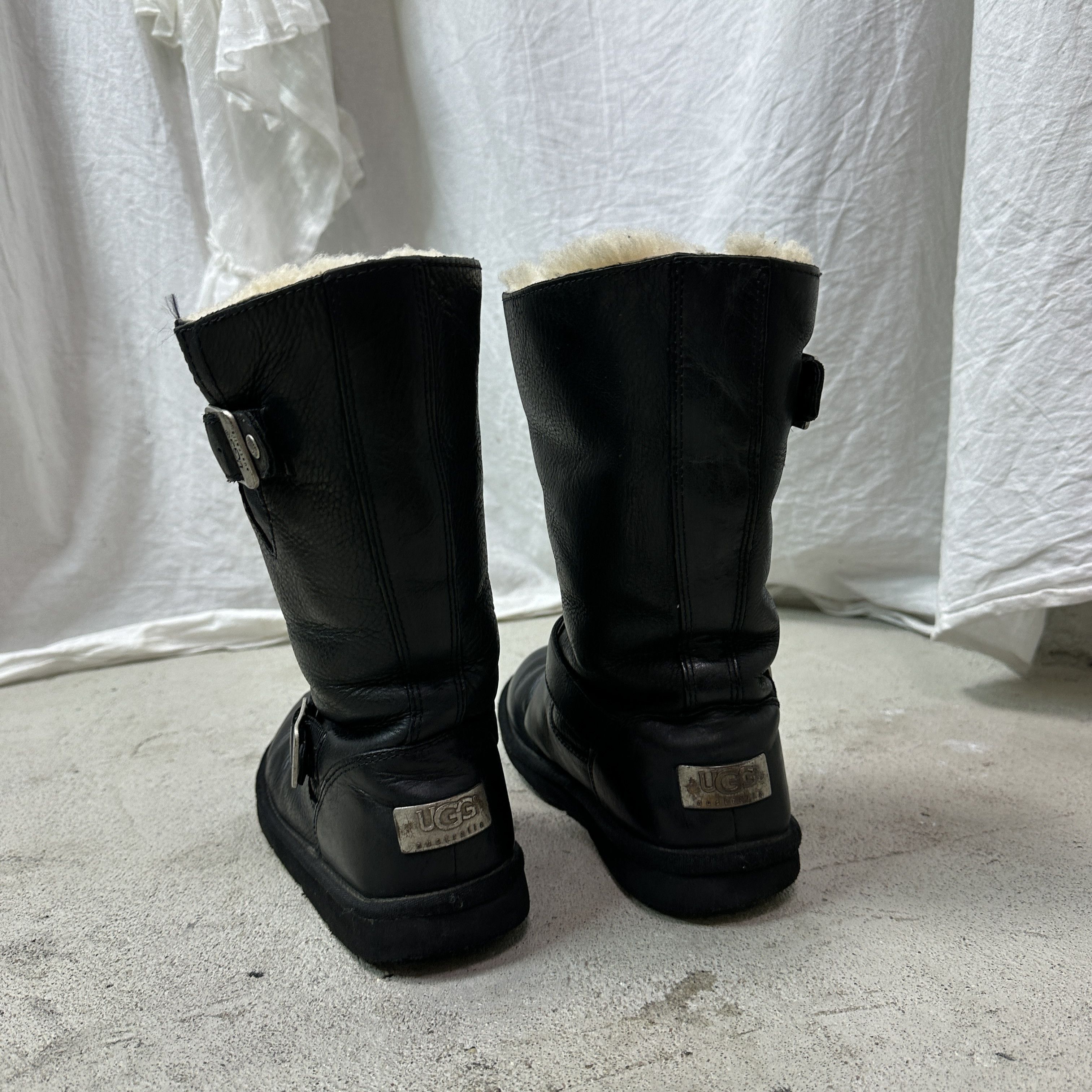 Vintage Leather Biker UGG Buckled Snow Boots Y2K