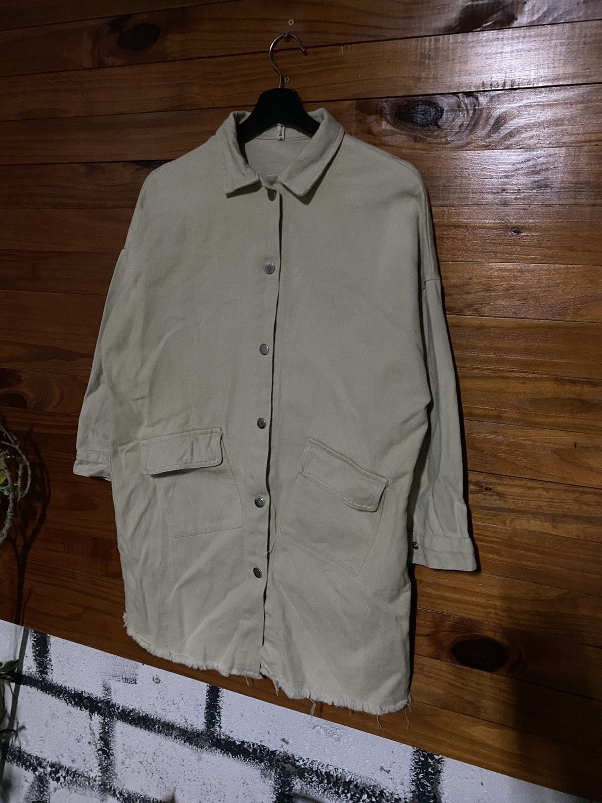 Japanese Brand Ou Bei Yi Distressed Back-Slashed Long Shirt Jacket Grunge Size L / US 10 / IT 46 - 9 Thumbnail
