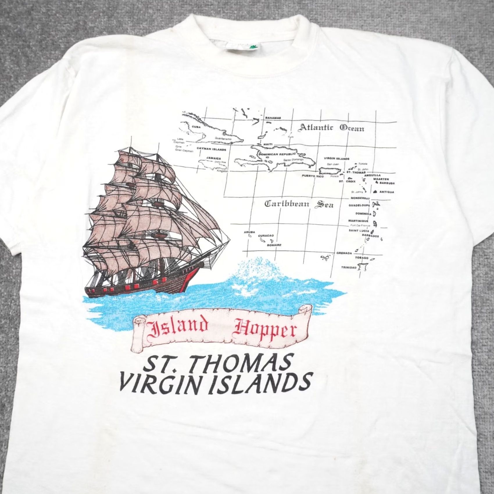 Vintage VINTAGE St. Thomas Virgin Islands Ship Mens Large White Short Sleeve T-Shirt Size US L / EU 52-54 / 3 - 7 Thumbnail