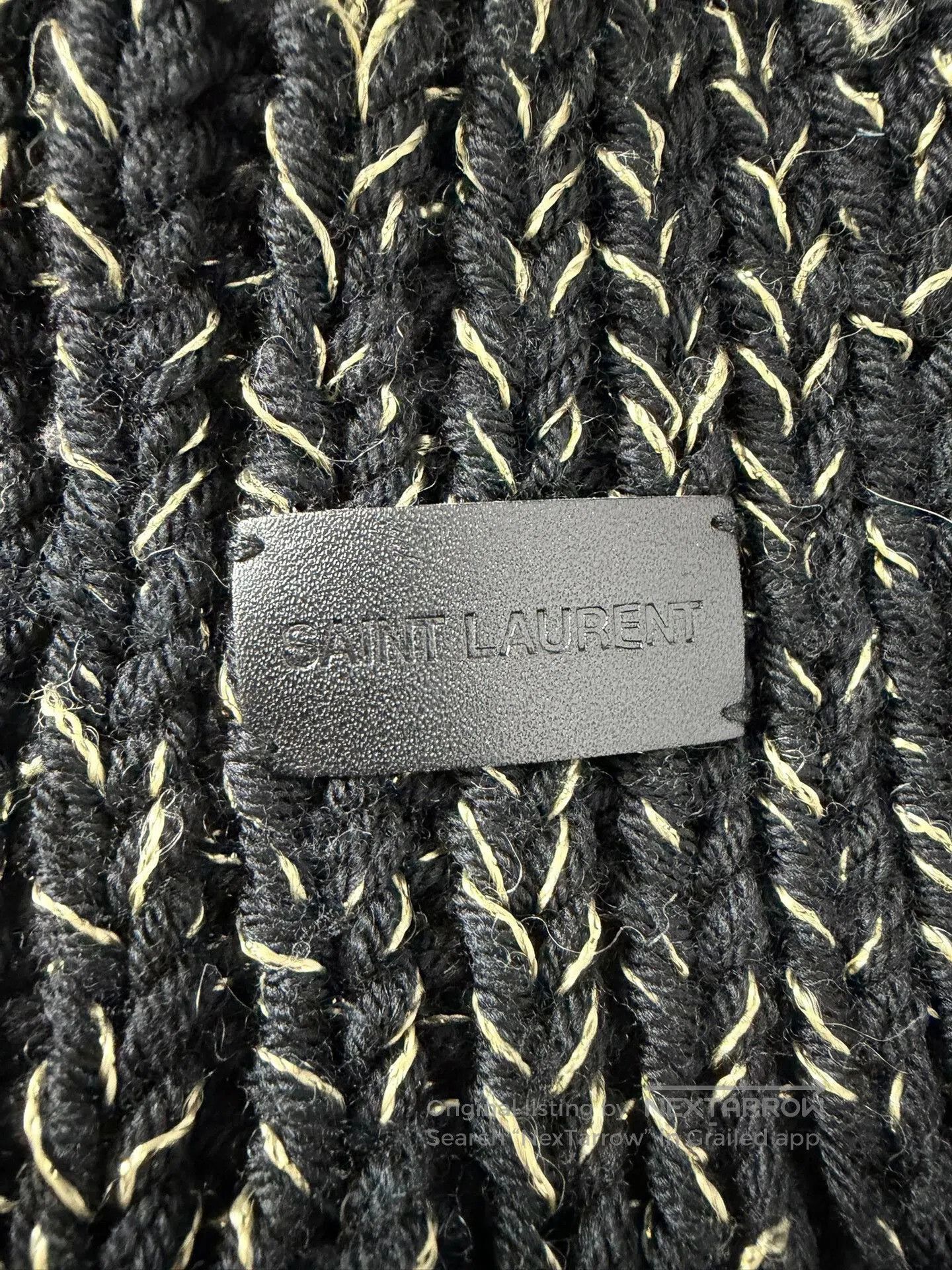 Saint Laurent Paris Saint Laurent Black Gold Blended Wool Scarf. Size ONE SIZE - 6 Thumbnail