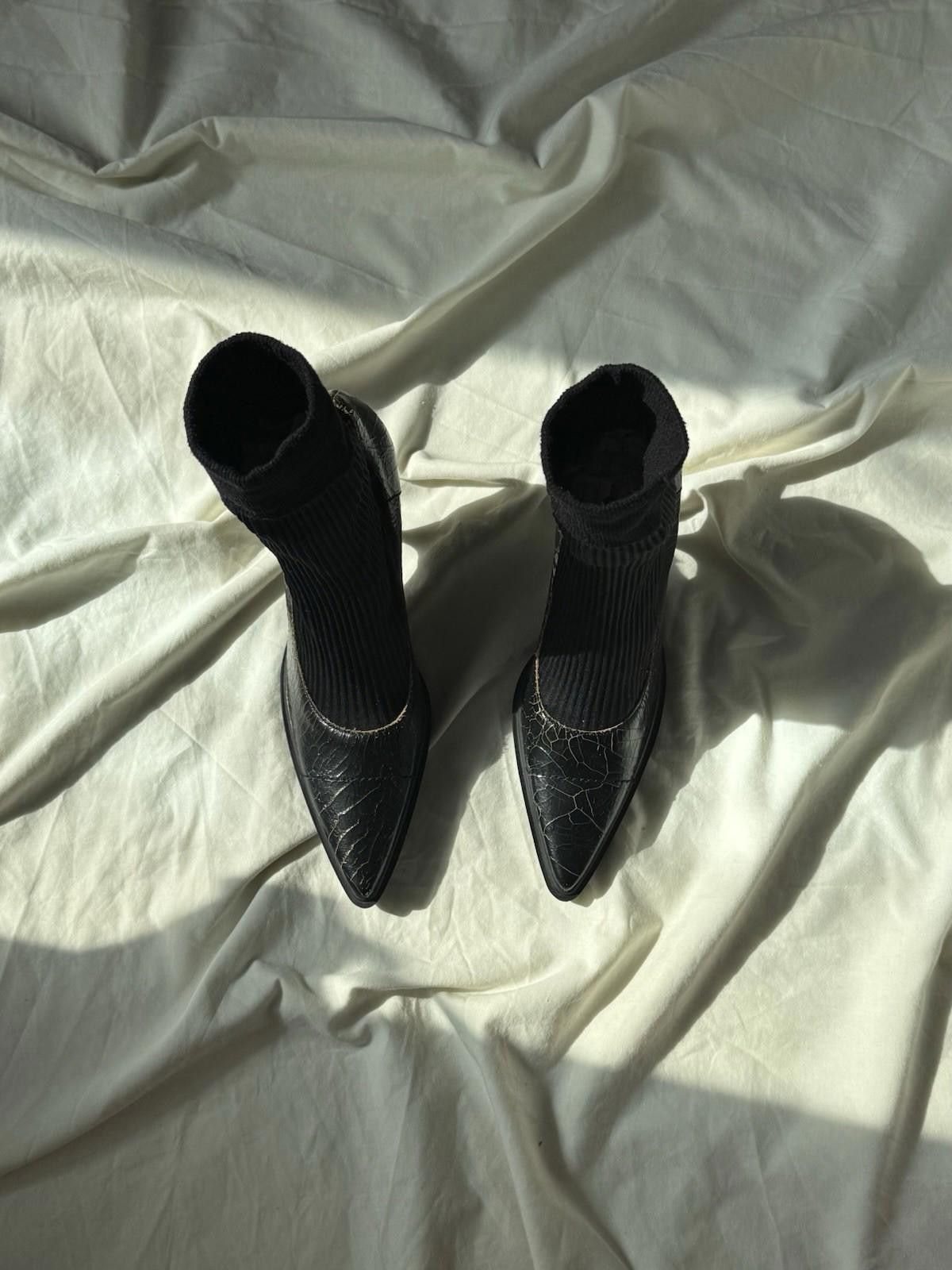 Miu Miu !NEW FW 2001 Miu Miu Cracked Leather Attached Sock Heels Size US 6 / IT 36 - 6 Thumbnail