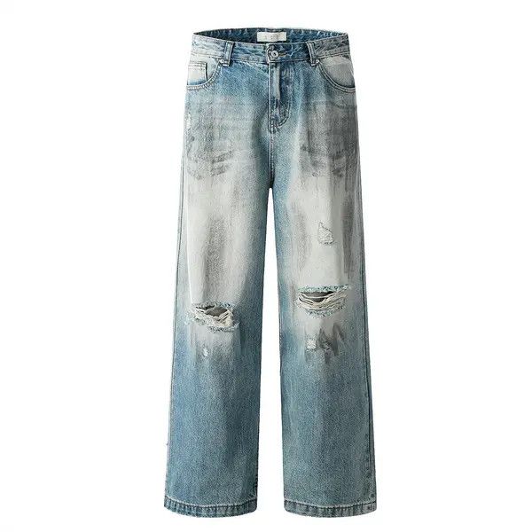 VIBE Trendy punk distressed contrasting washed ripped jeans Size US 32 / EU 48 - 1 Thumbnail
