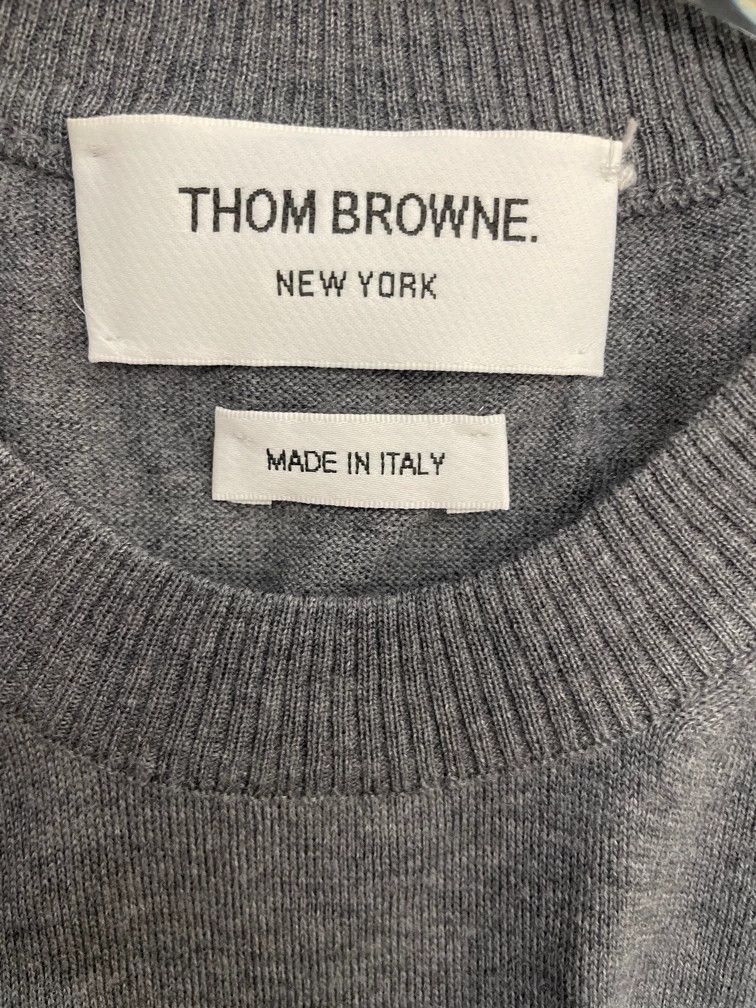 Thom Browne Thom Browne Gray four-striped wool round-neck sweater 2505- Size US M / EU 48-50 / 2 - 5 Thumbnail