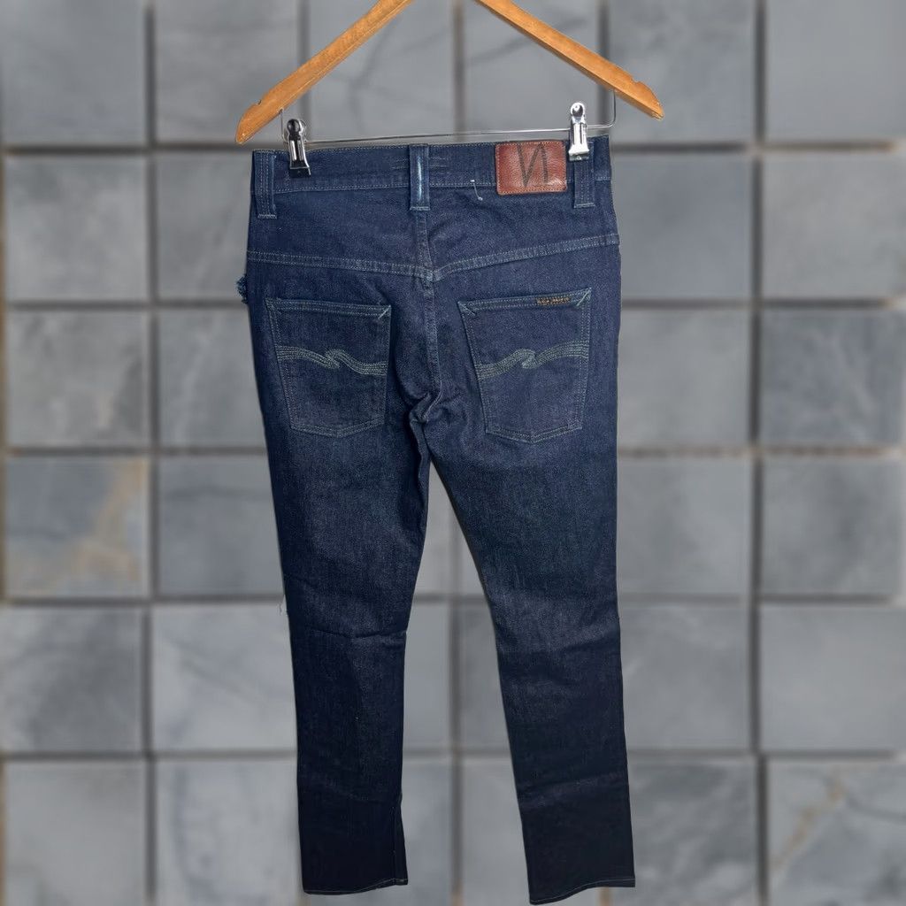 Nudie Jeans Nudie Jeans Slim 5-Pocket Denim Jeans Distressed Dark Wash Blue 30x34 Men 4607 Size US 30 / EU 46 - 1 Thumbnail