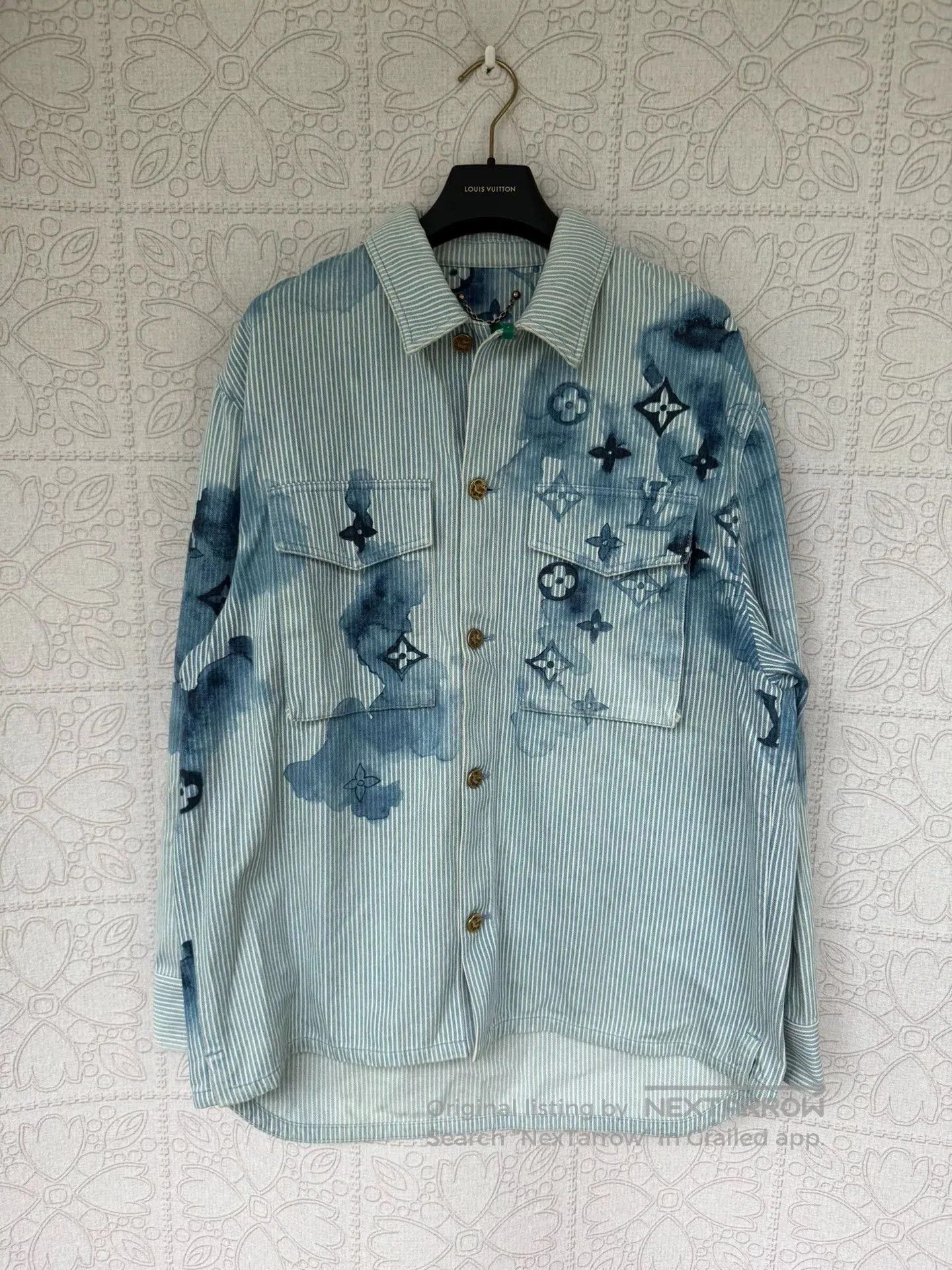 louis vuitton blue ink denim jacket size l.