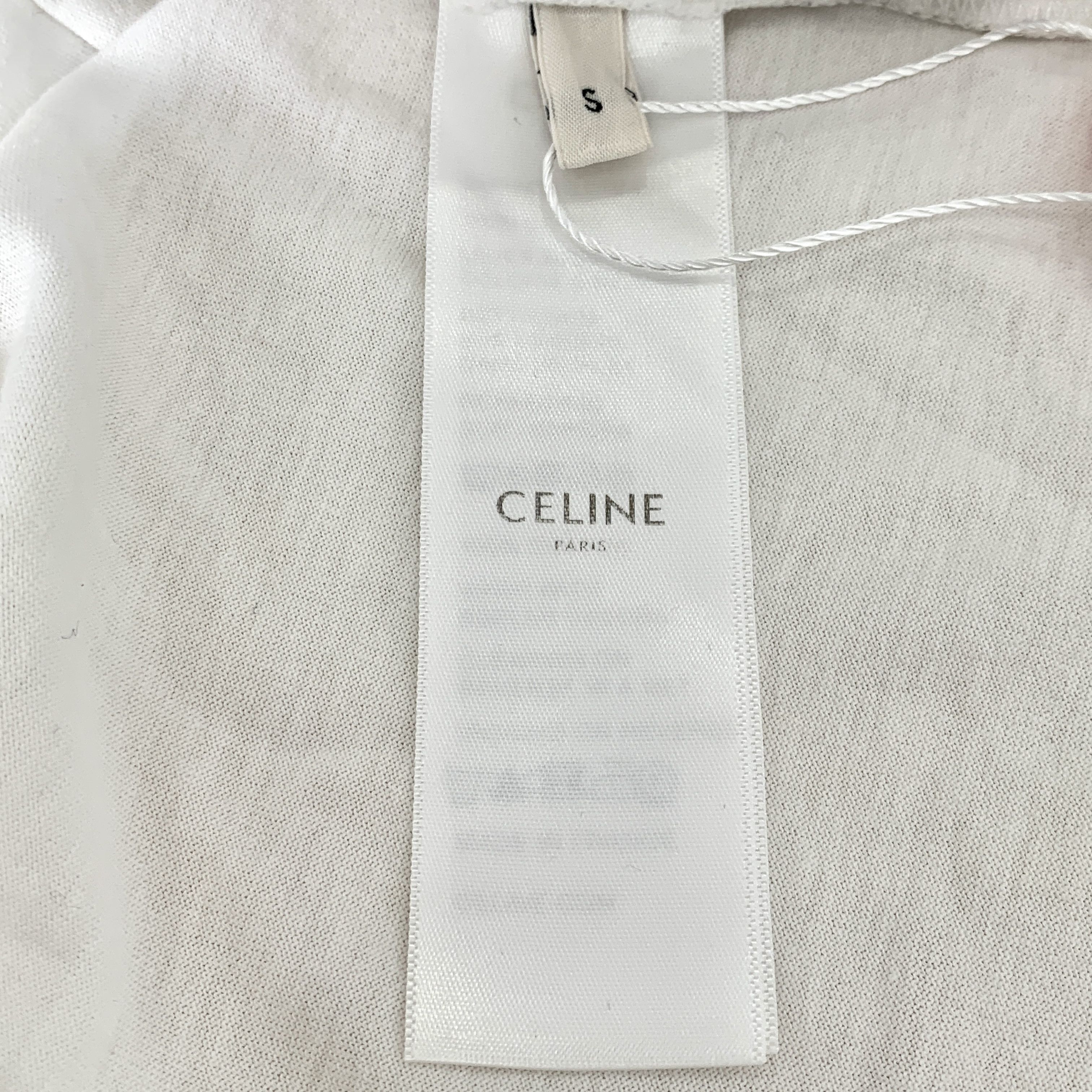 Celine CW0048 Celine St Tropez White Cotton T-Shirt With Navy Trimm Size S / US 4 / IT 40 - 7 Thumbnail