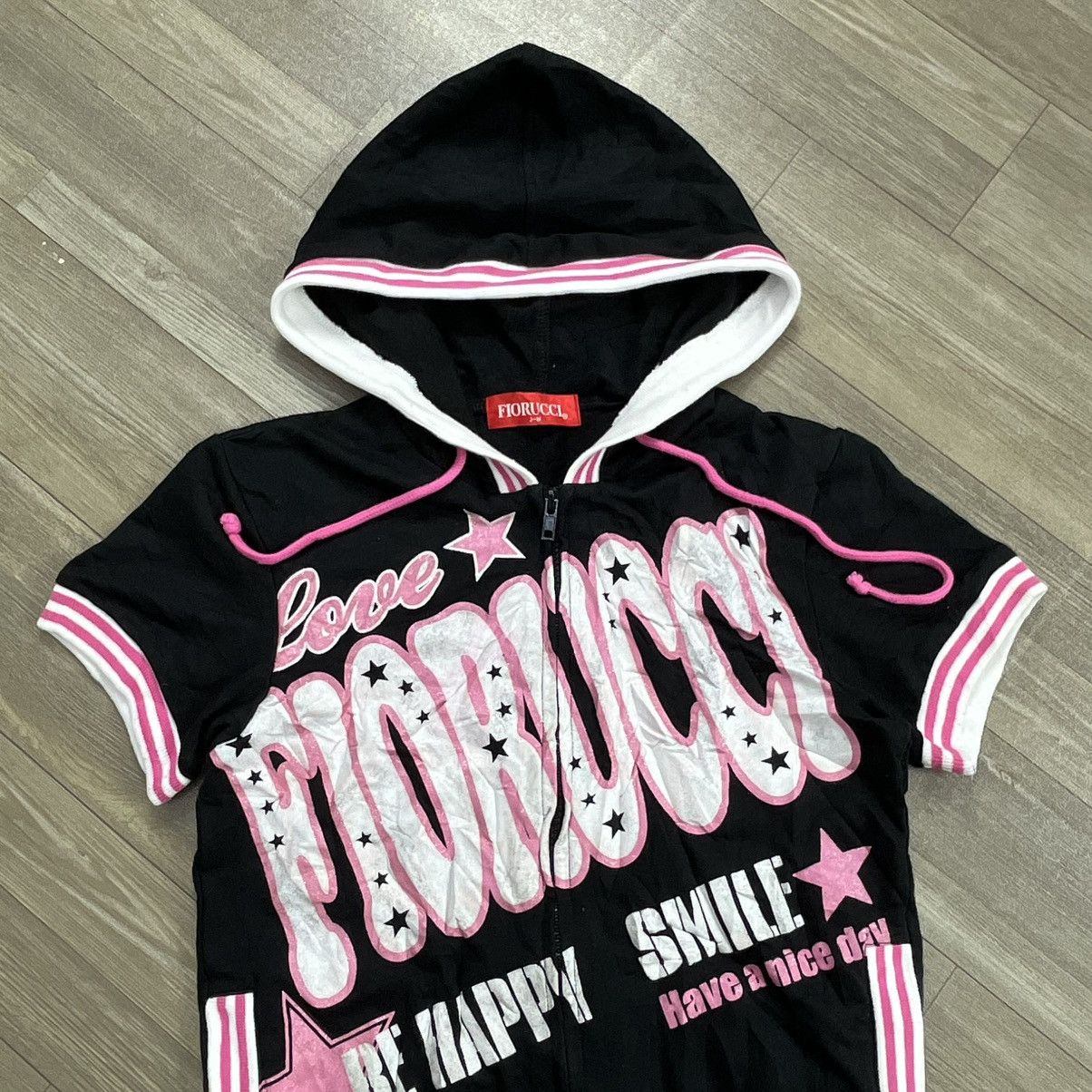 If Six Was Nine × Japanese Brand × Le Grande Bleu (L.G.B.) 2000s Fiorucci Poem Lgb Style Zip Hoodie Short Sleeve Size S / US 4 / IT 40 - 2 Thumbnail
