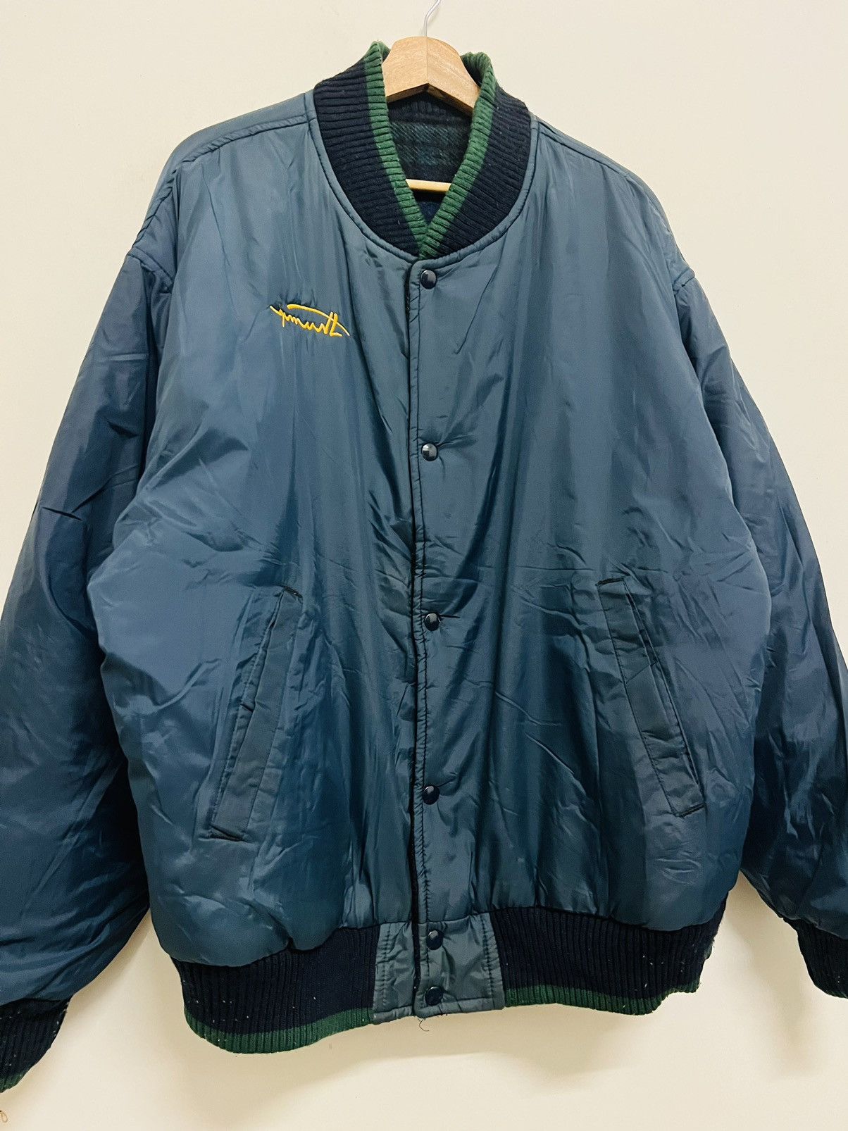 Vintage Vintage 80s Reversible Thump! Varsity Bomber Jacket Size US XL / EU 56 / 4 - 19 Thumbnail