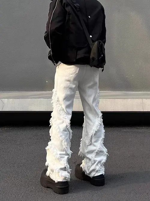 VIBE High street fringed raw edge slightly flared jeans Size US 32 / EU 48 - 5 Thumbnail