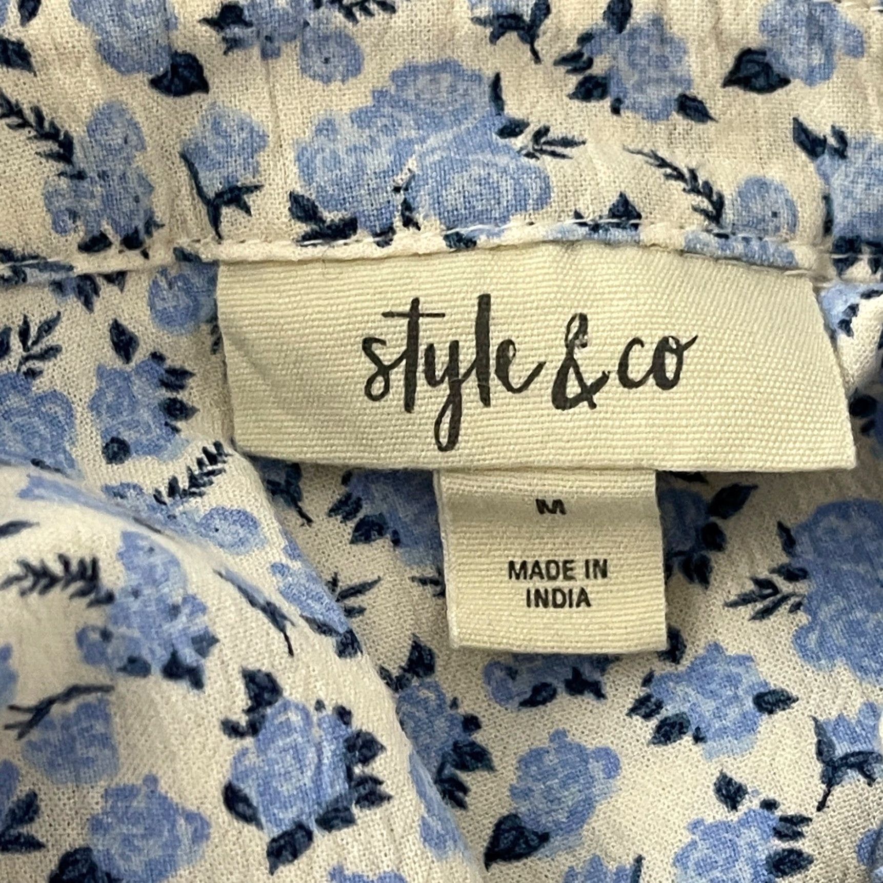 Vintage VINTAGE Style&co Shirt Womens M Blue Purple Floral Cotton Blend Tunic Long Sleeve Cottagecore Fall Spring Summer Winter Casual Size M / US 6-8 / IT 42-44 - 4 Thumbnail