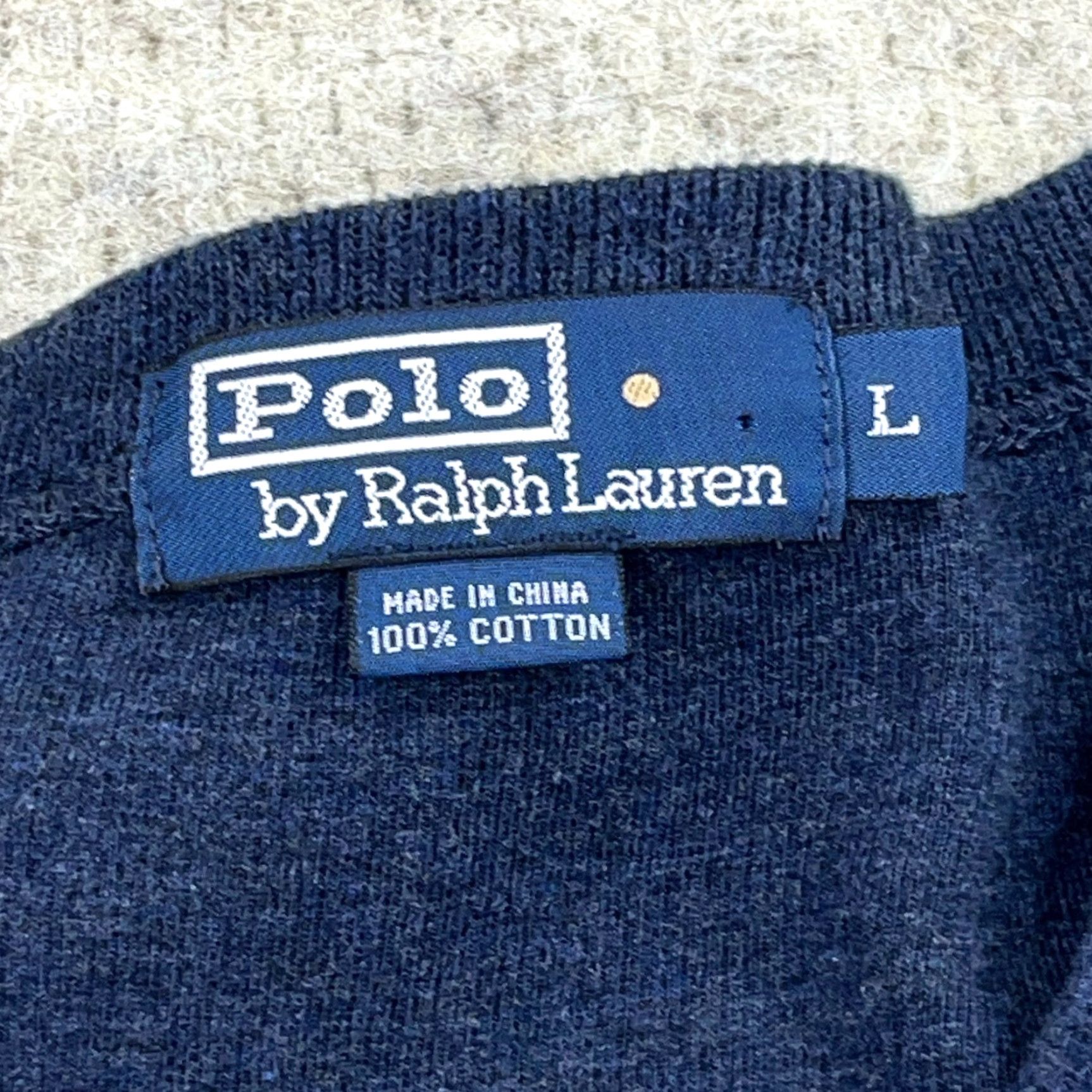 Polo Ralph Lauren VINTAGE Polo Ralph Lauren Shirt Men Large Navy Blue V-Neck Pullover Knit Sweatshirt Size US L / EU 52-54 / 3 - 3 Thumbnail