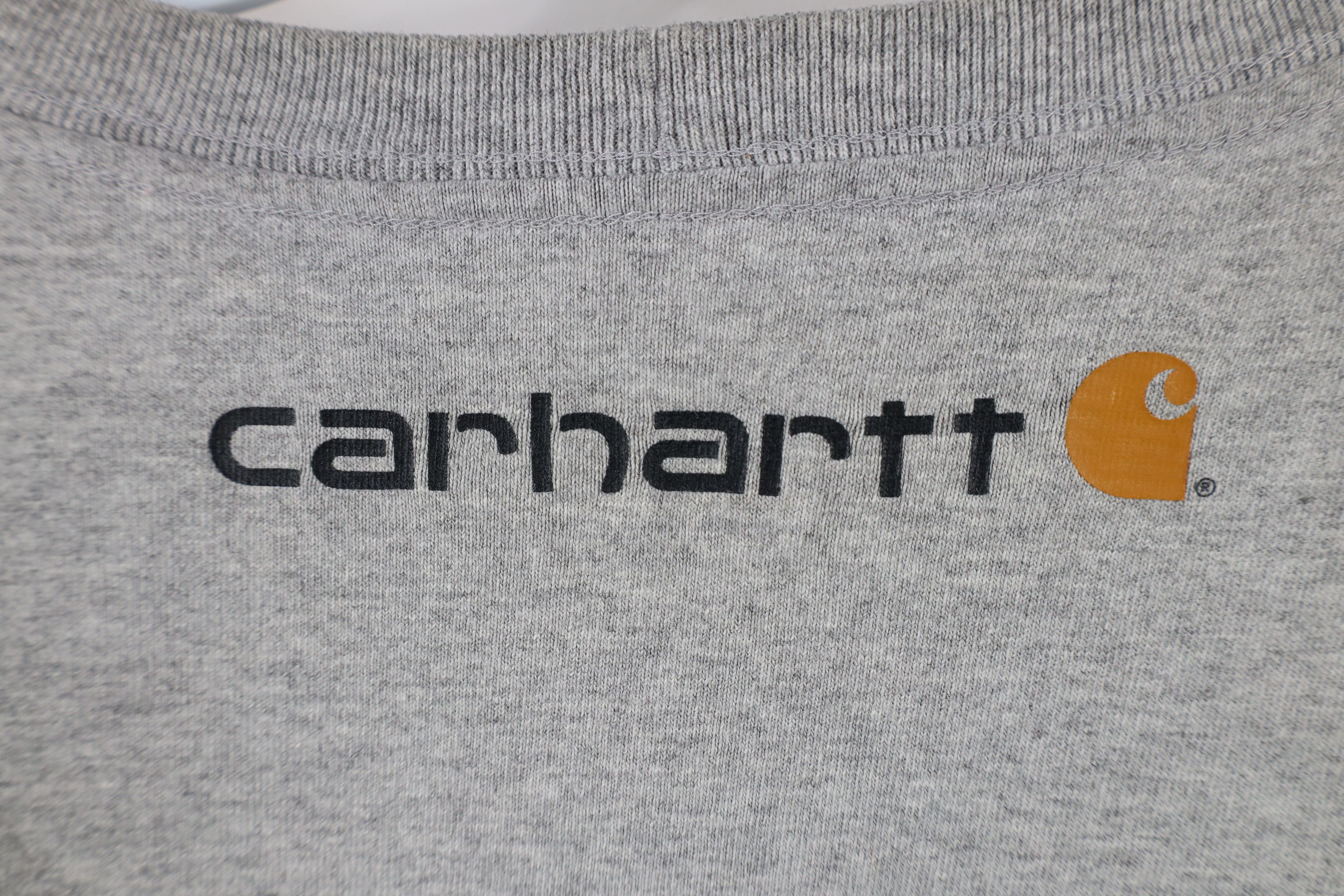 Carhartt × Vintage Vintage Carhartt Big Logo Short Sleeve T-Shirt Heather Gray Size US XXL / EU 58 / 5 - 11 Thumbnail