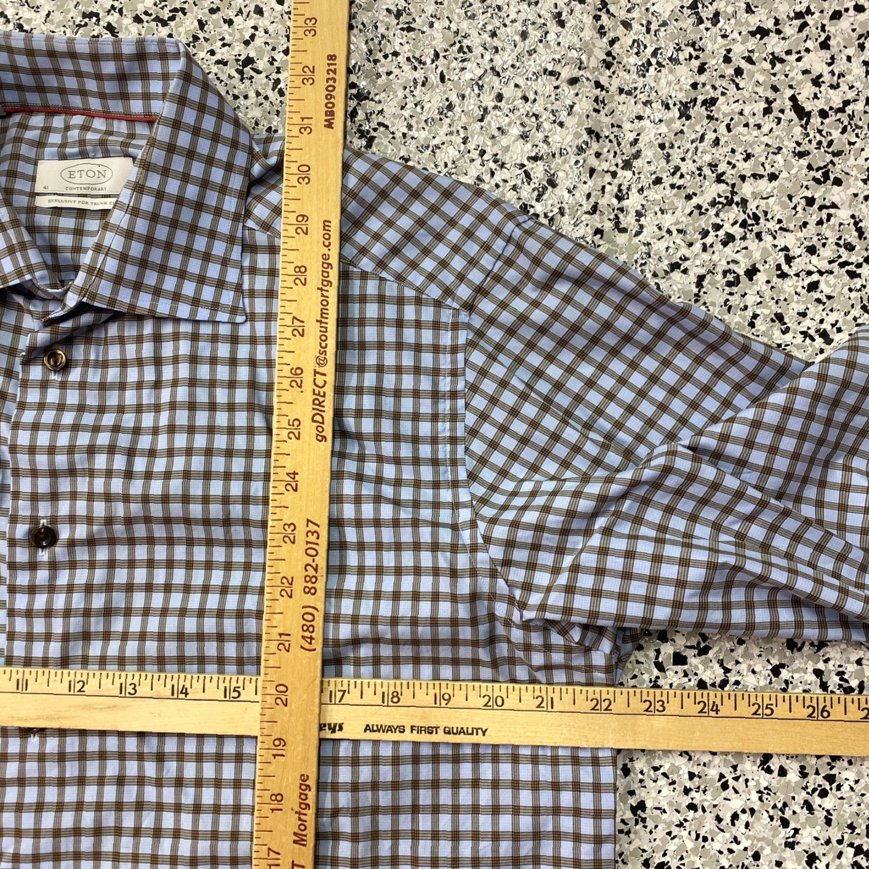 Eton Etón Dress Shirt Blue Cotton Long Sleeve 16 41 16 Twill Regular Button Collar Mens Vintage No Size 42R - 3 Thumbnail