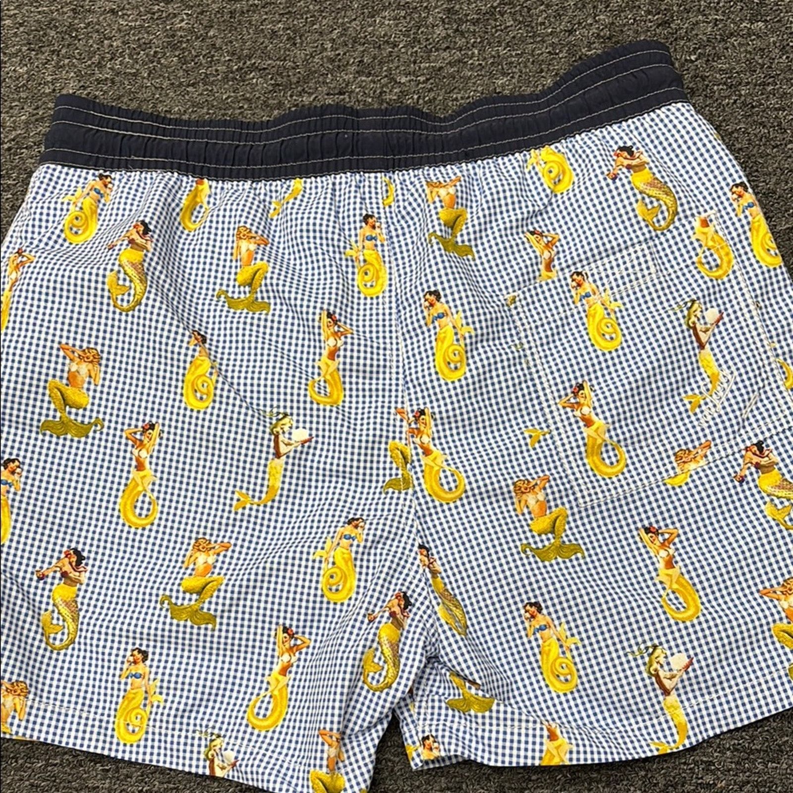 NWT Van Laack Men's Blue Yellow Nautical Print Swim Trunks M