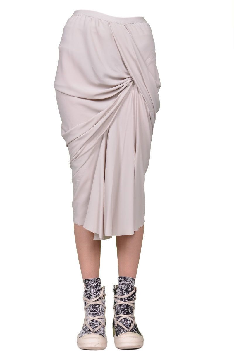 Rick Owens Last Size Rick Owens Wrap Acetate & Wool Midi Skirt in Grey Size 27" / US 4 / IT 40 - 1 Thumbnail