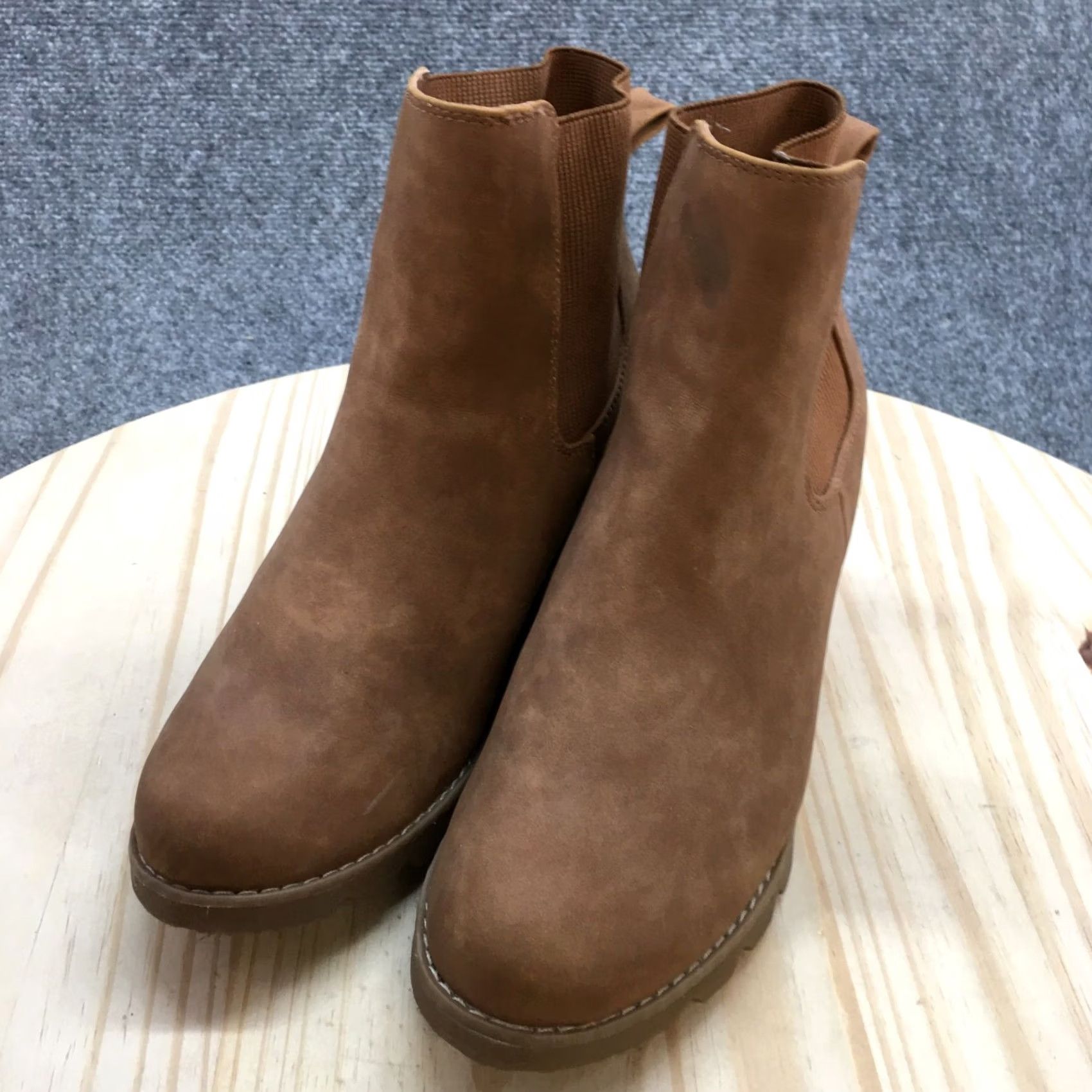 Vintage Universal Thread Chelsea Boots Womens 9 Brown Linda Leather Wedge Pull On Casual Size US 9 / IT 39 - 5 Thumbnail