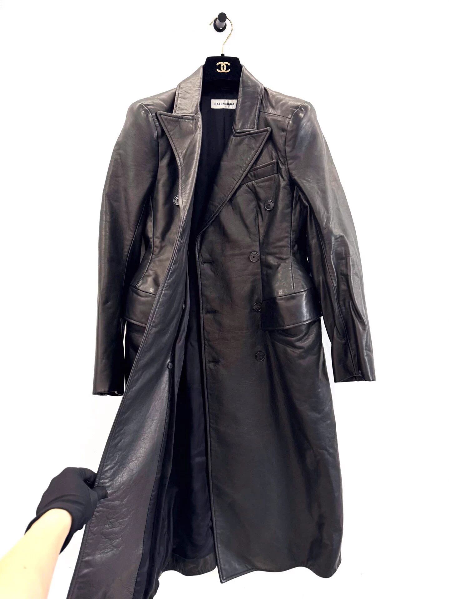 Balenciaga Balenciaga Black Double-Breasted Leather Moto Coat 38 Size XS / US 0-2 / IT 36-38 - 3 Thumbnail