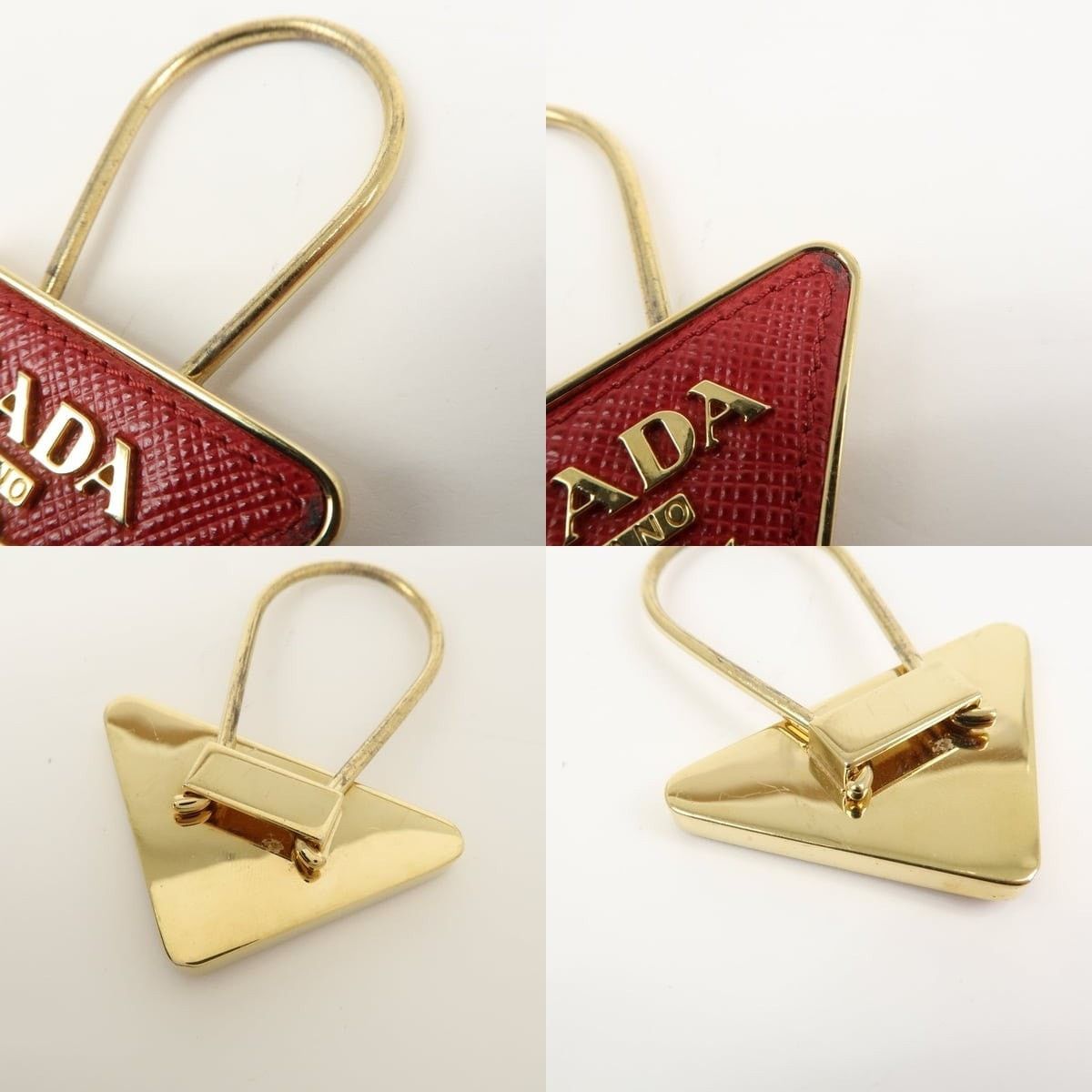 Prada Prada Triangle Logo Saffiano Bag Charm Red Size ONE SIZE - 4 Thumbnail