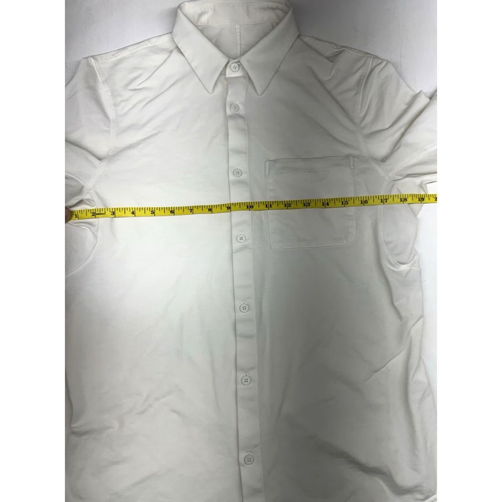 Lululemon Lululemon Shirt Mens Medium White Solid Polyester Button-Up/Collared Long Sleeve with Pockets Size US M / EU 48-50 / 2 - 2 Thumbnail