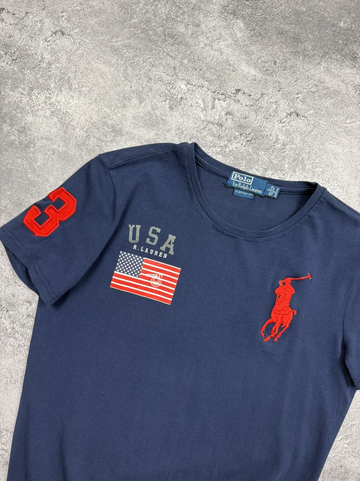 Polo Ralph Lauren Polo Ralph Lauren USA Flag #3 Big Pony T-Shirt Hype Y2K Size US L / EU 52-54 / 3 - 7 Thumbnail