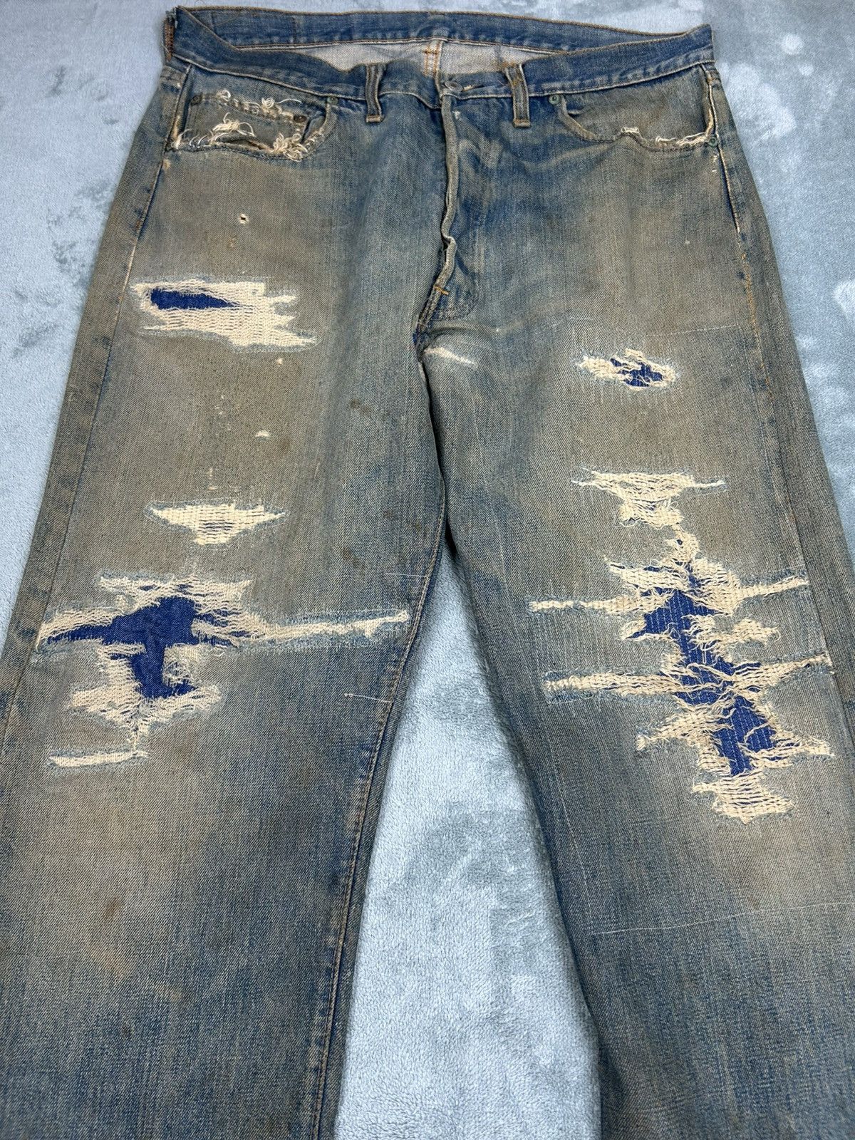 Levi's Vintage Clothing Vintage Levi’s 501 Red Line Distressed Denim Jeans S0112 Size US 34 / EU 50 - 3 Thumbnail