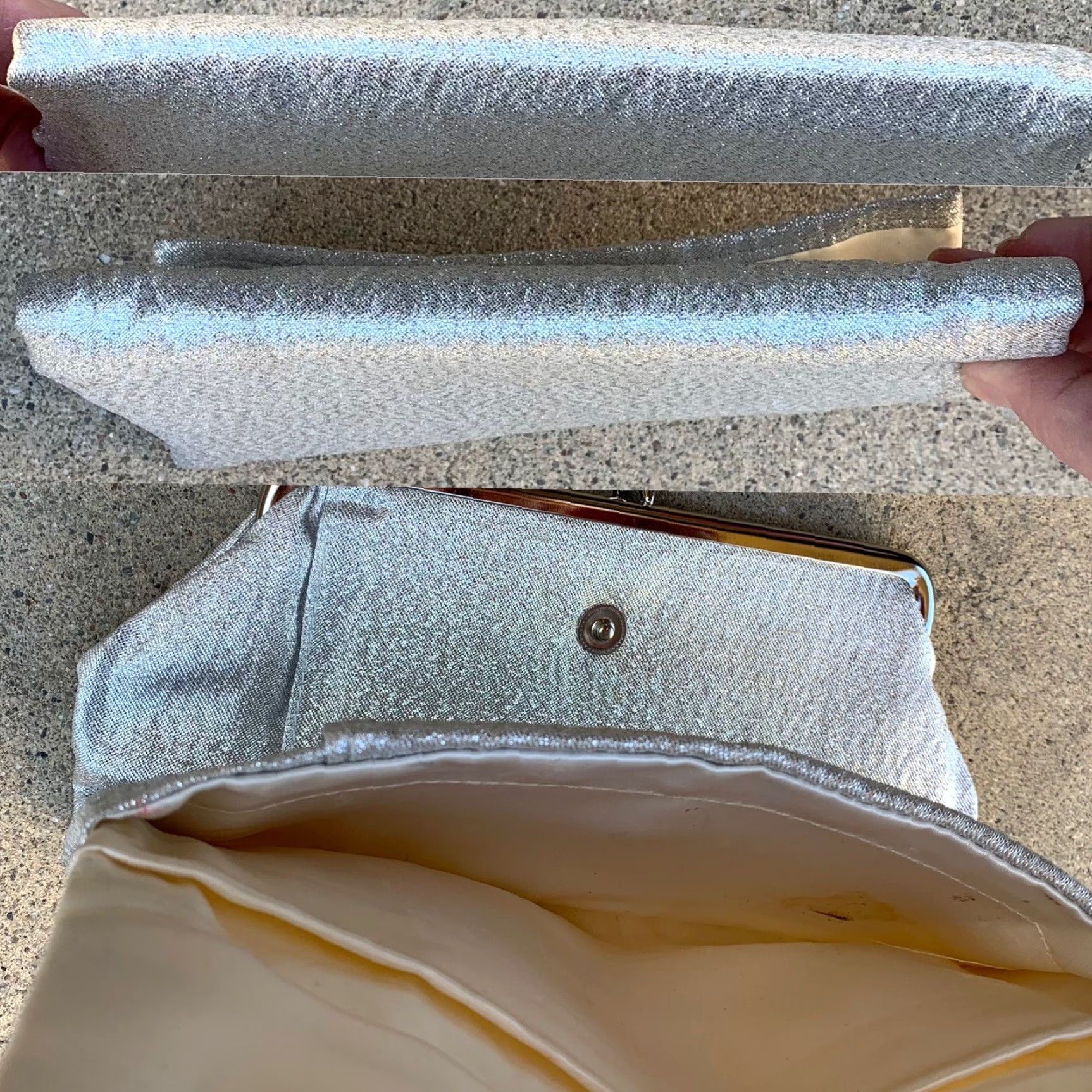Vintage VINTAGE Mid-Century Modern Clutch Bag Silver Fabric Lady Buxton Womens Size ONE SIZE - 4 Thumbnail