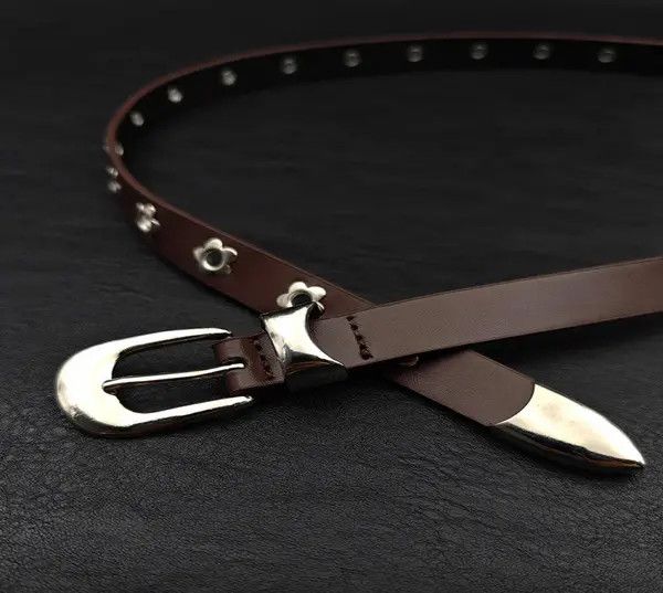 Vision Streetwear Leather Belt with Floral Studs Size ONE SIZE - 8 Thumbnail