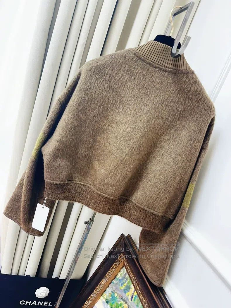 Hermes Hermes Cashmere Mohair Green and Brown Patch Short Jacket Size XXS / US 00 / IT 34 - 2 Thumbnail