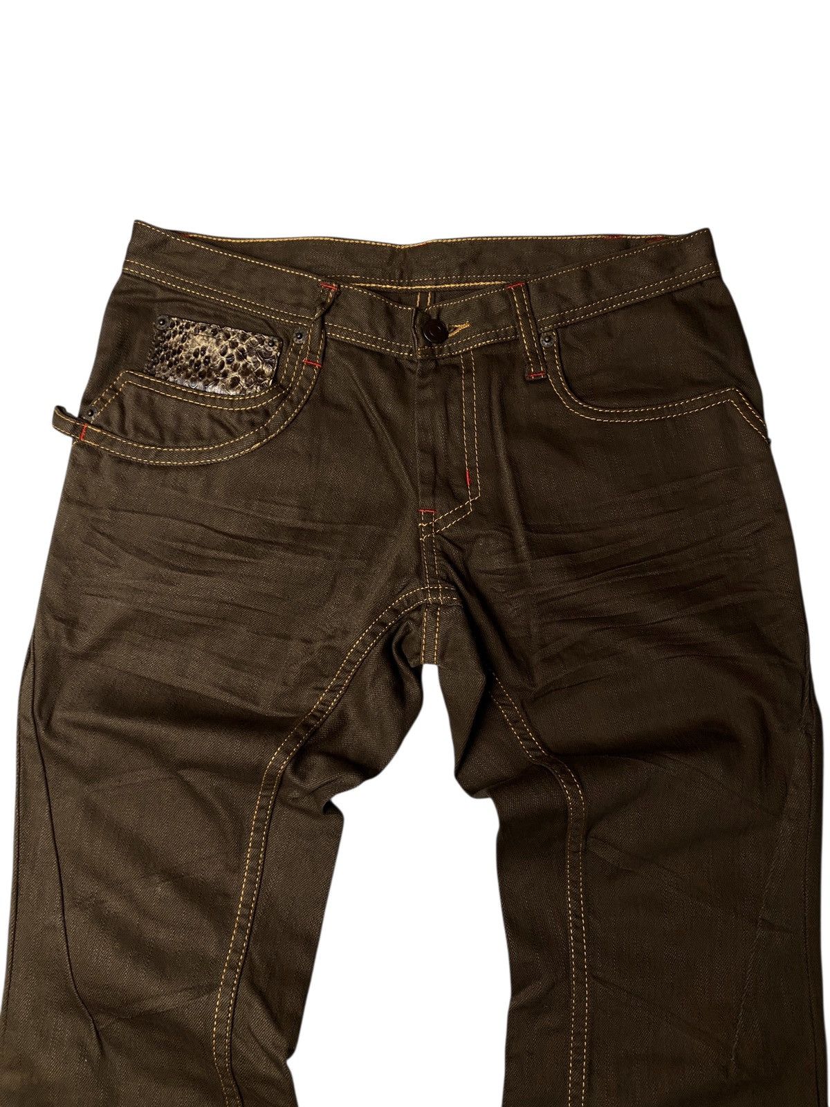 If Six Was Nine 2000's Modern Lovers Snakeskin Flared Jeans Size US 28 / EU 44 - 3 Thumbnail