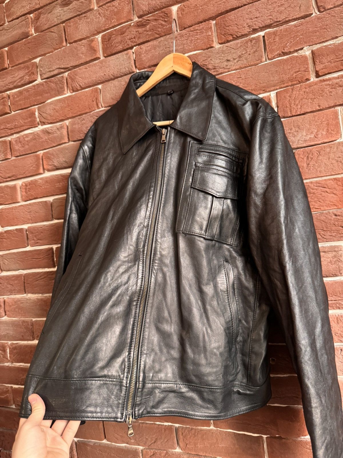 Leather Vintage Genuine Real Leather Jacket High Quality Rock Punk Size US XL / EU 56 / 4 - 4 Thumbnail