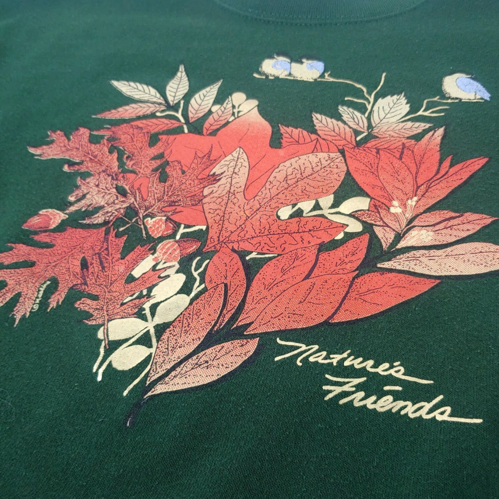 Tultex VINTAGE Tultex Sweatshirt USA Green Men L Crew Neck Birds Gold Foil Friends Spring? Size US L / EU 52-54 / 3 - 4 Thumbnail