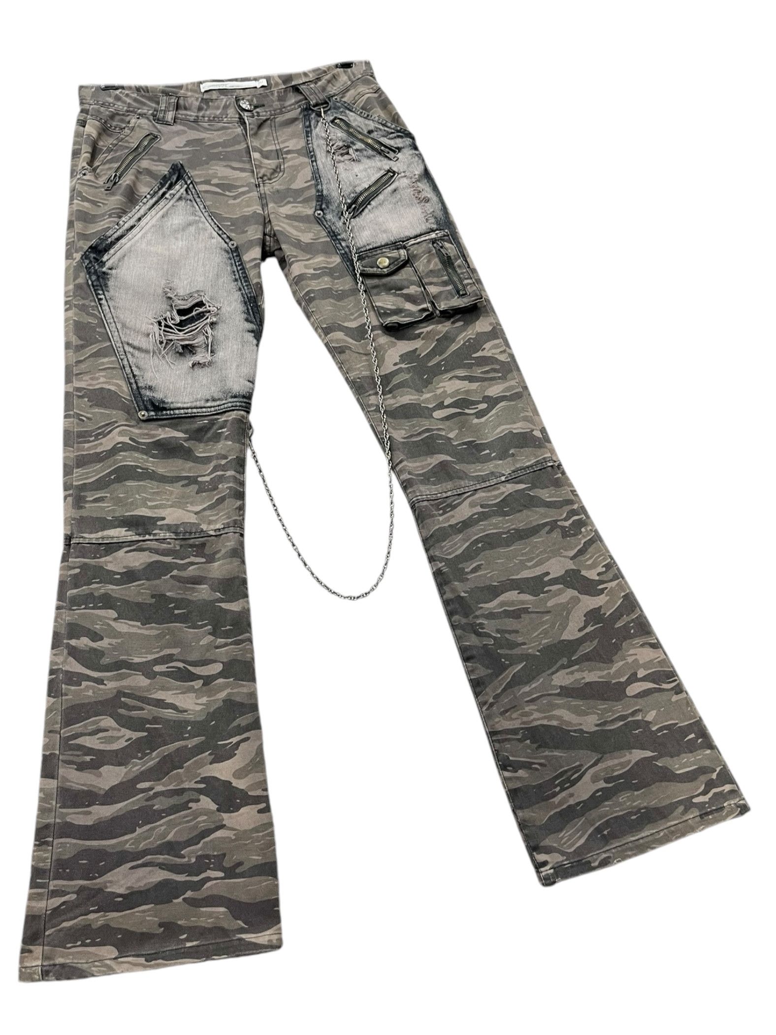 Japanese Brand 🔥TIGER STRIPES Seditionaries Punk Chain Bondage FLARE Pants Size US 29 - 9 Thumbnail