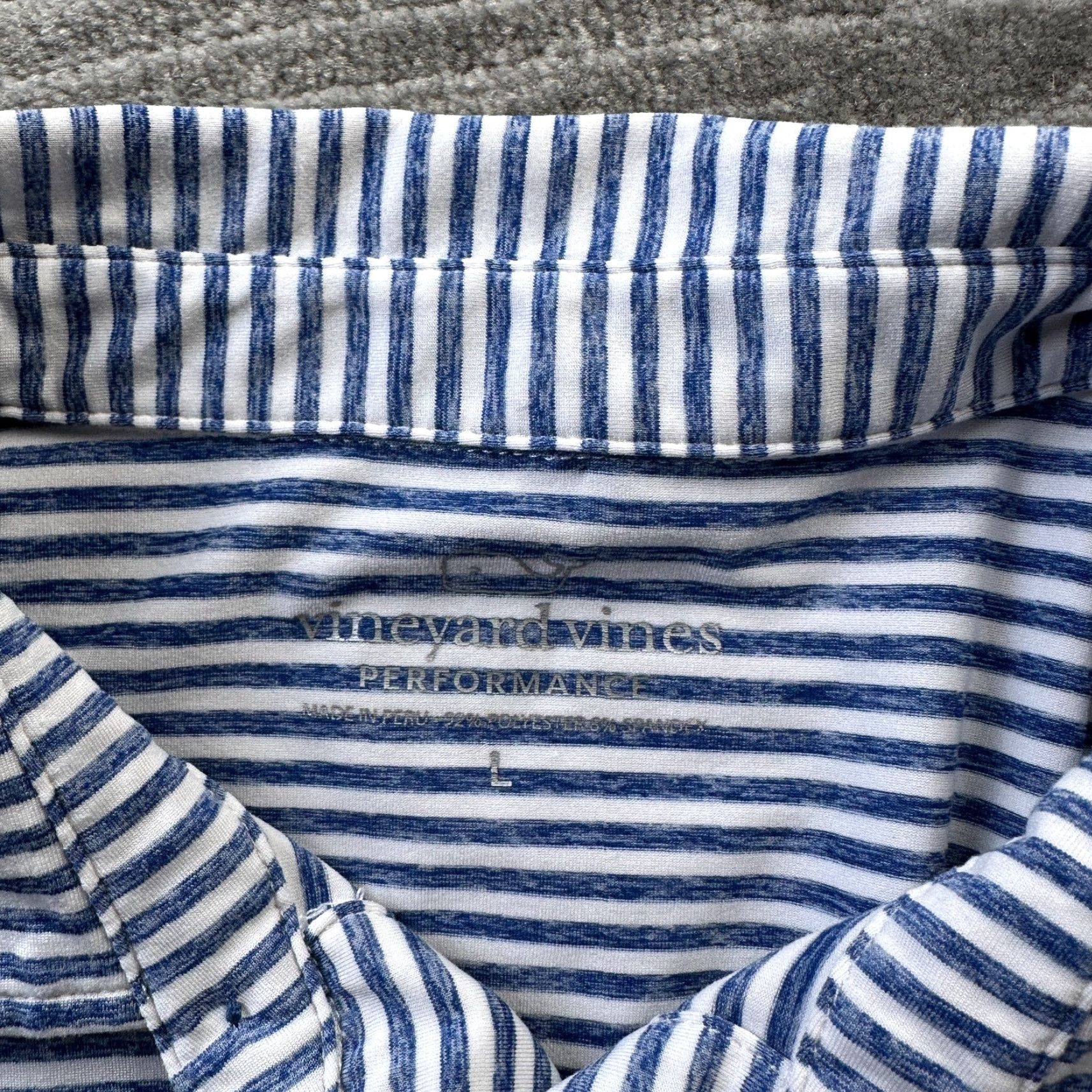 Vineyard Vines Vineyard Vines Polo Shirt Mens Large Blue Striped Performance Stretch Polo Shirt Regular Fit Short Sleeve Golf Preppy Logo Size US L / EU 52-54 / 3 - 6 Thumbnail