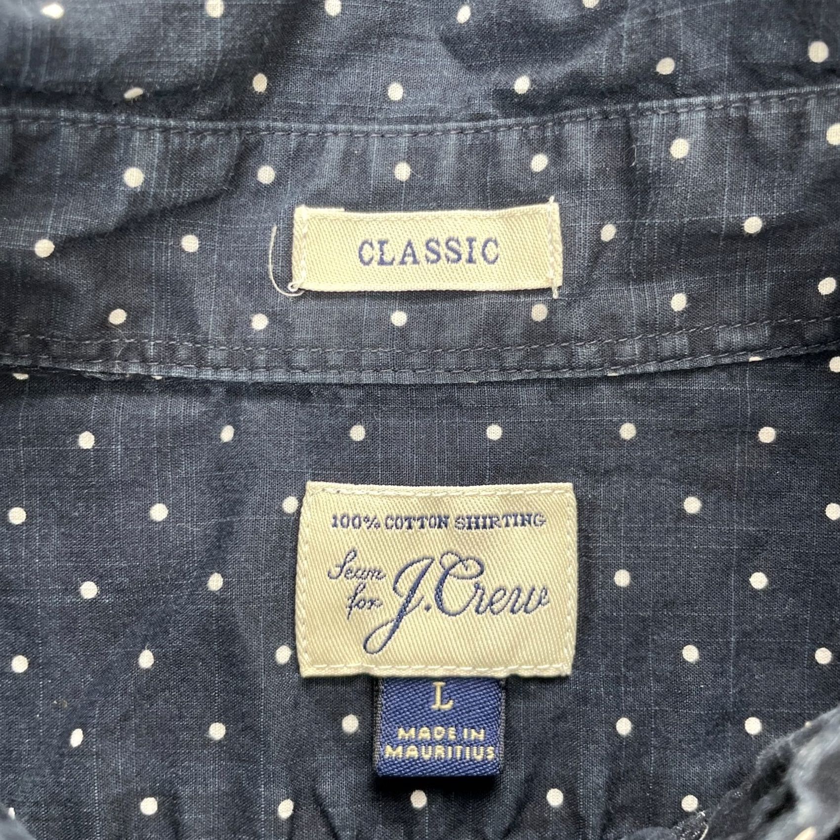 J.Crew J.CREW Shirt Mens Large Blue Polka Dot Organic Cotton Classic Fit Button-Down Size US L / EU 52-54 / 3 - 3 Thumbnail