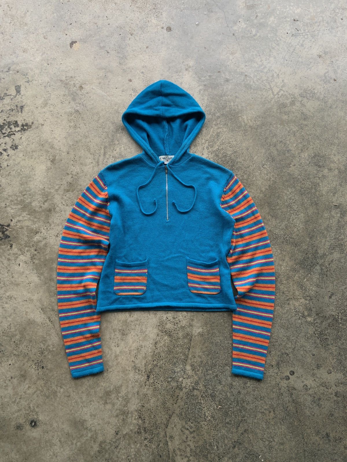 Vintage Vintage 90’s Naf Naf Stripe Halfzip Hoodie Jacket Size S / US 4 / IT 40 - 1 Thumbnail
