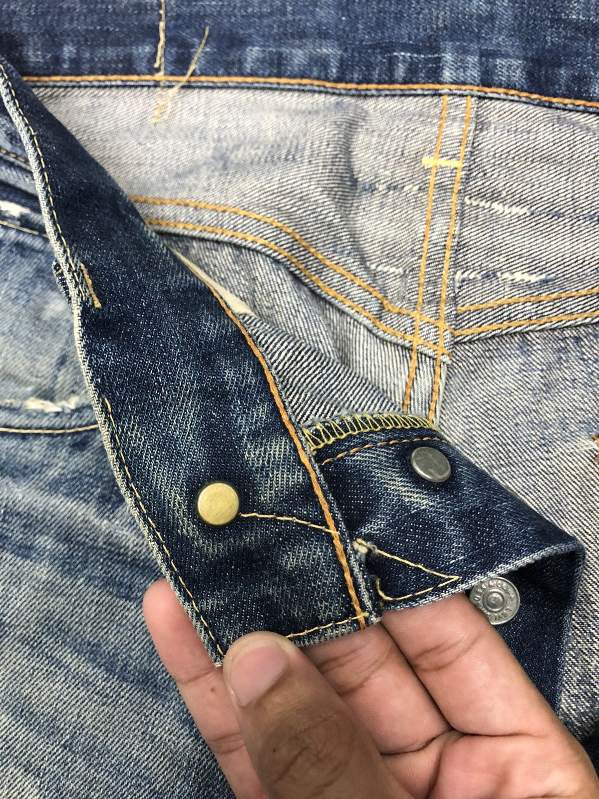 Kapital 🔥LEVIS 501 BIG E SELVEDGE DISTRESS DENIM JEANS Size US 29 - 15 Thumbnail