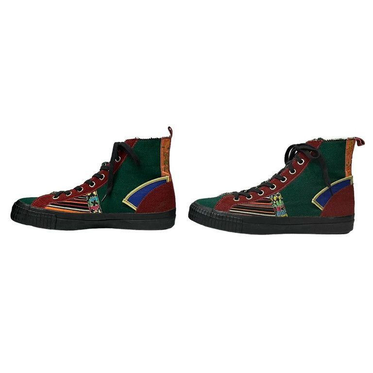 Yohji Yamamoto Yohji Yamamoto 95AW Wool Leather Patchwork High-Top Sneakers Size US 11.5 / EU 44-45 - 3 Thumbnail