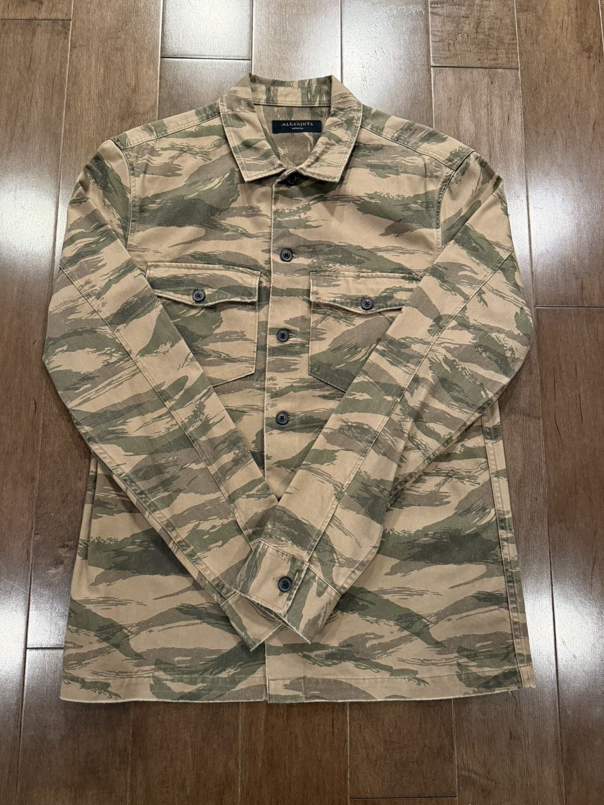 Allsaints AllSaints Cayman Camo Print Slim Fit Jacket in Khaki Green Size US M / EU 48-50 / 2 - 2 Thumbnail