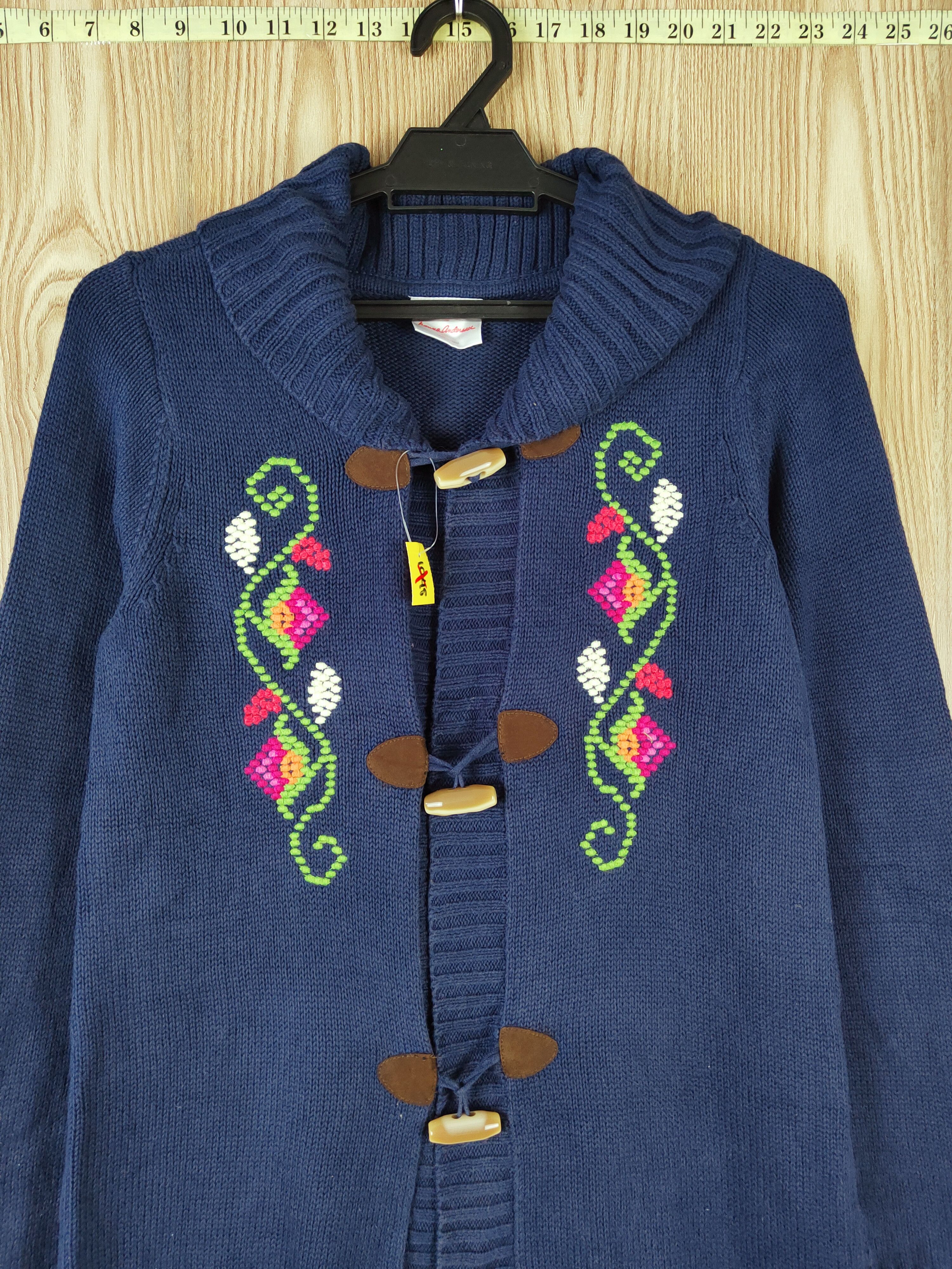 Homespun Knitwear × Japanese Brand × Vintage Hanna Anderson Navy Knitwear Cardigan #W873 Size S / US 4 / IT 40 - 2 Thumbnail