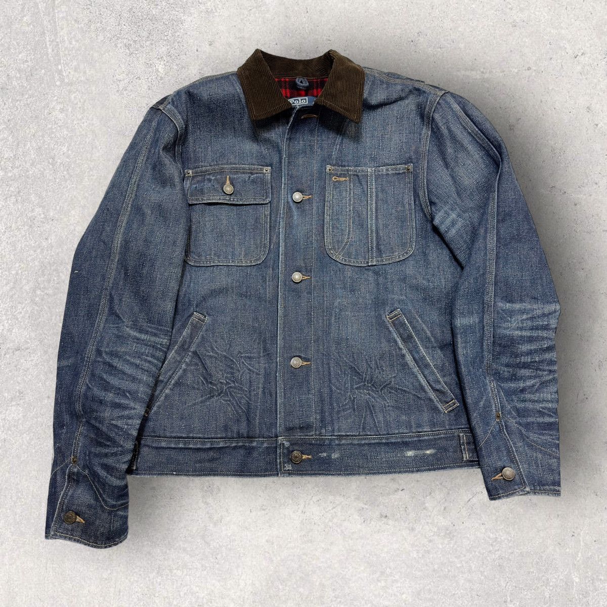 image of Polo Ralph Lauren Polo Flannel Lined Denim Jacket in Blue, Men's (Size Medium)