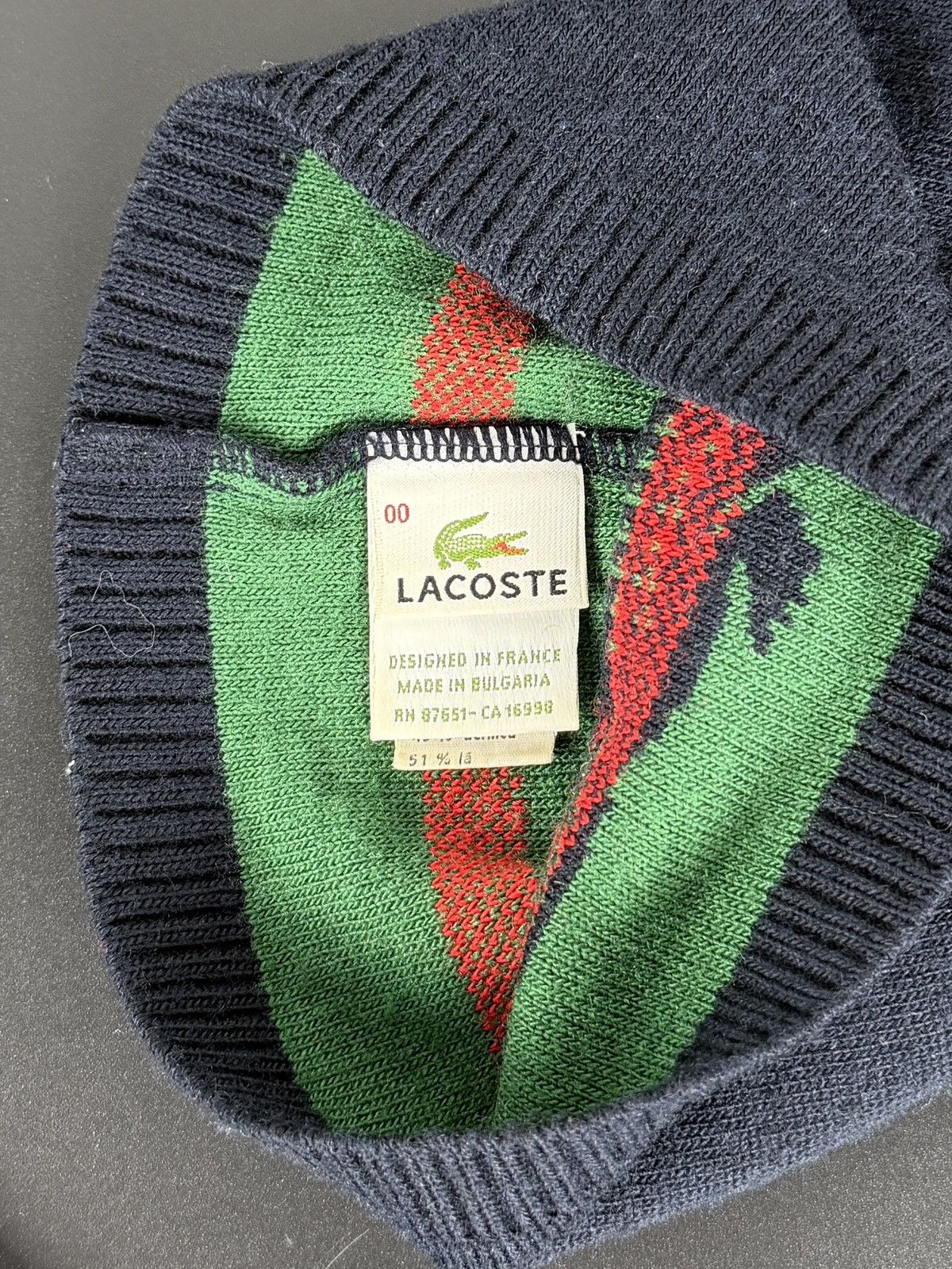 Lacoste Lacoste Wool Beanie Hat Navy Blue Big Crocodile Logo Vintage Size 26 - 5 Thumbnail