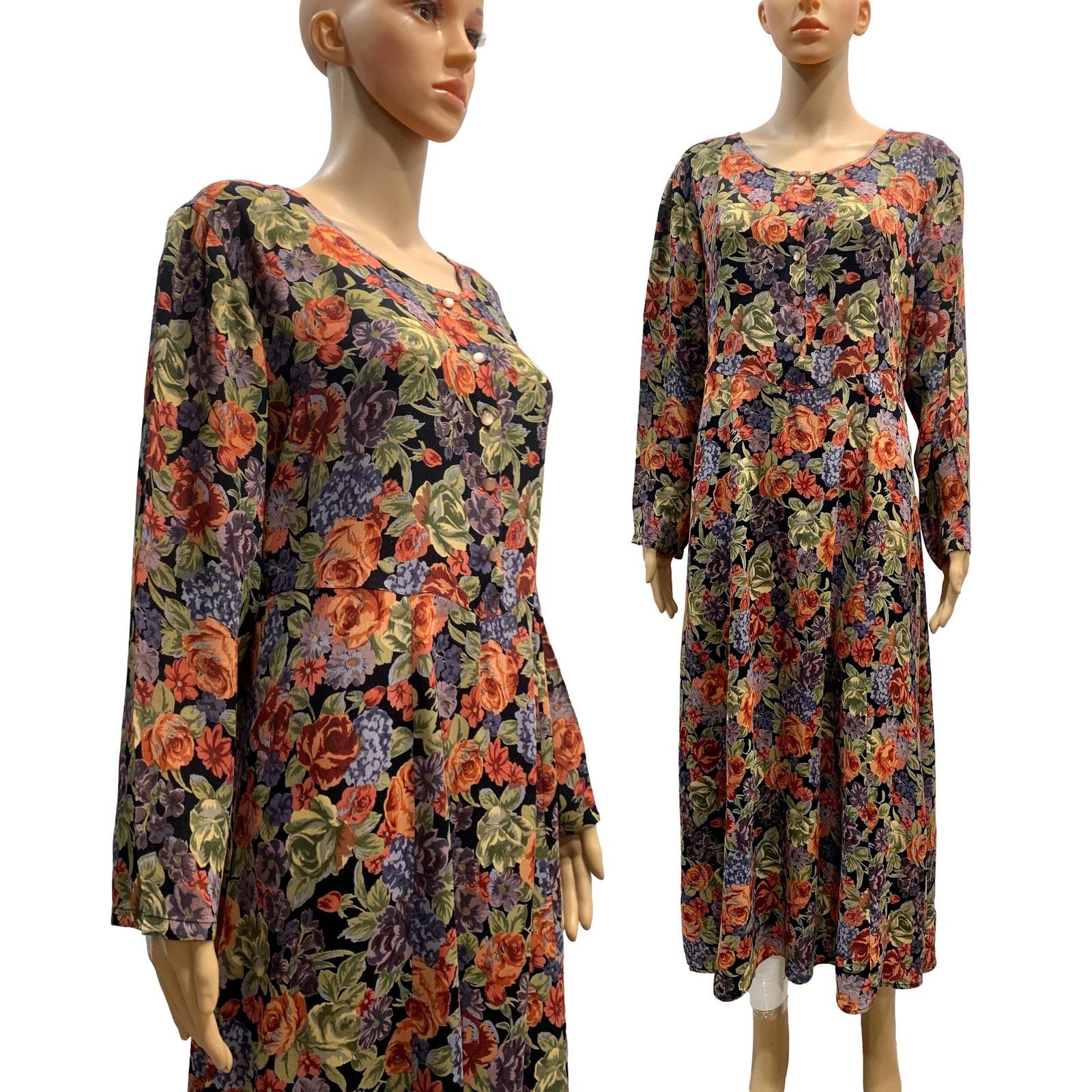 Vintage 90s Bohemian Floral Rayon Midi Dress Size S / US 4 / IT 40 - 7 Thumbnail