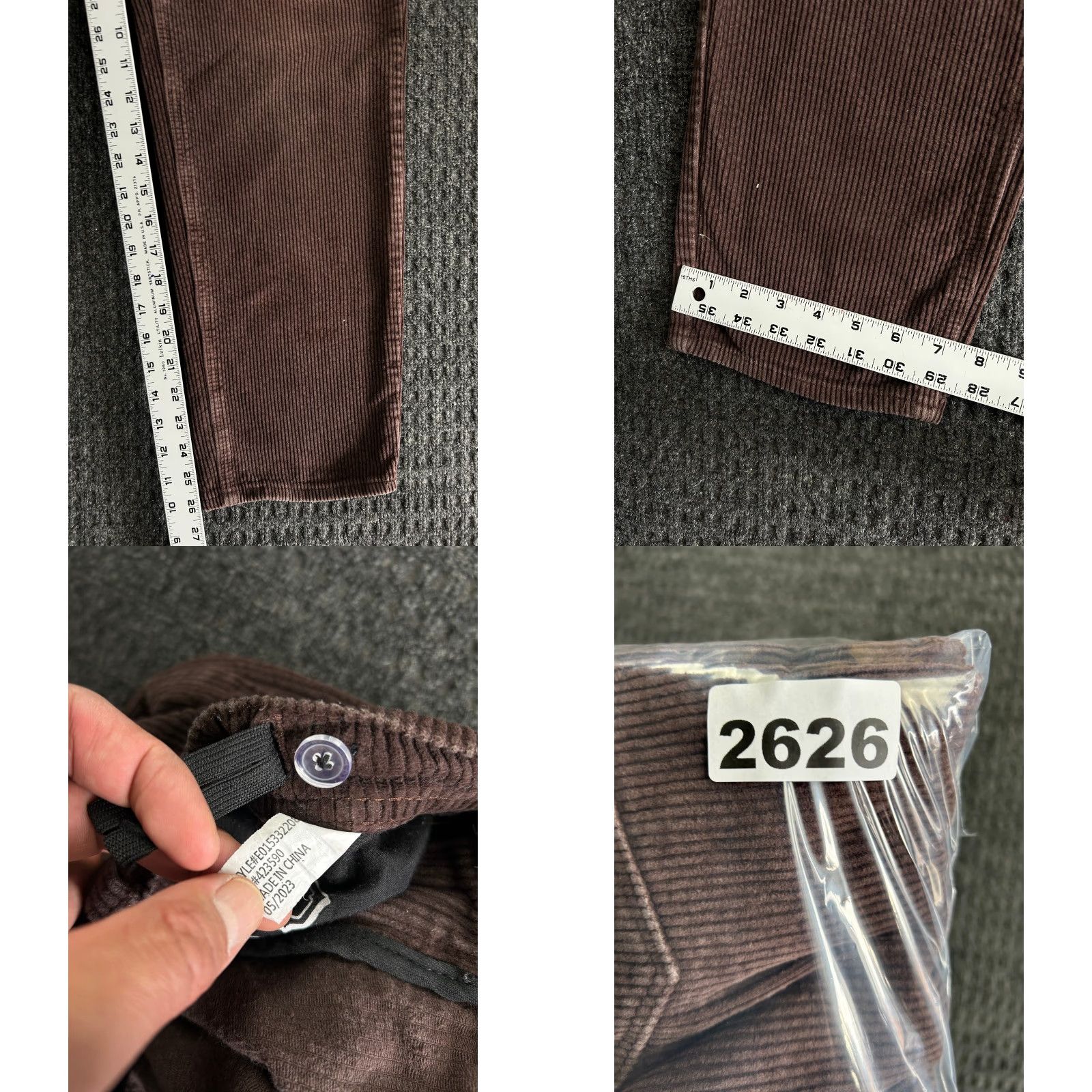 Empyre Empyre Pants Boss Relax Corduroy Wide-Leg 90s Grunge Skater Mens 26 x 26 Brown Corduroy Embroidered Logo Button Zipper 5-Pocket Straight Casual Size US 26 / EU 42 - 8 Thumbnail