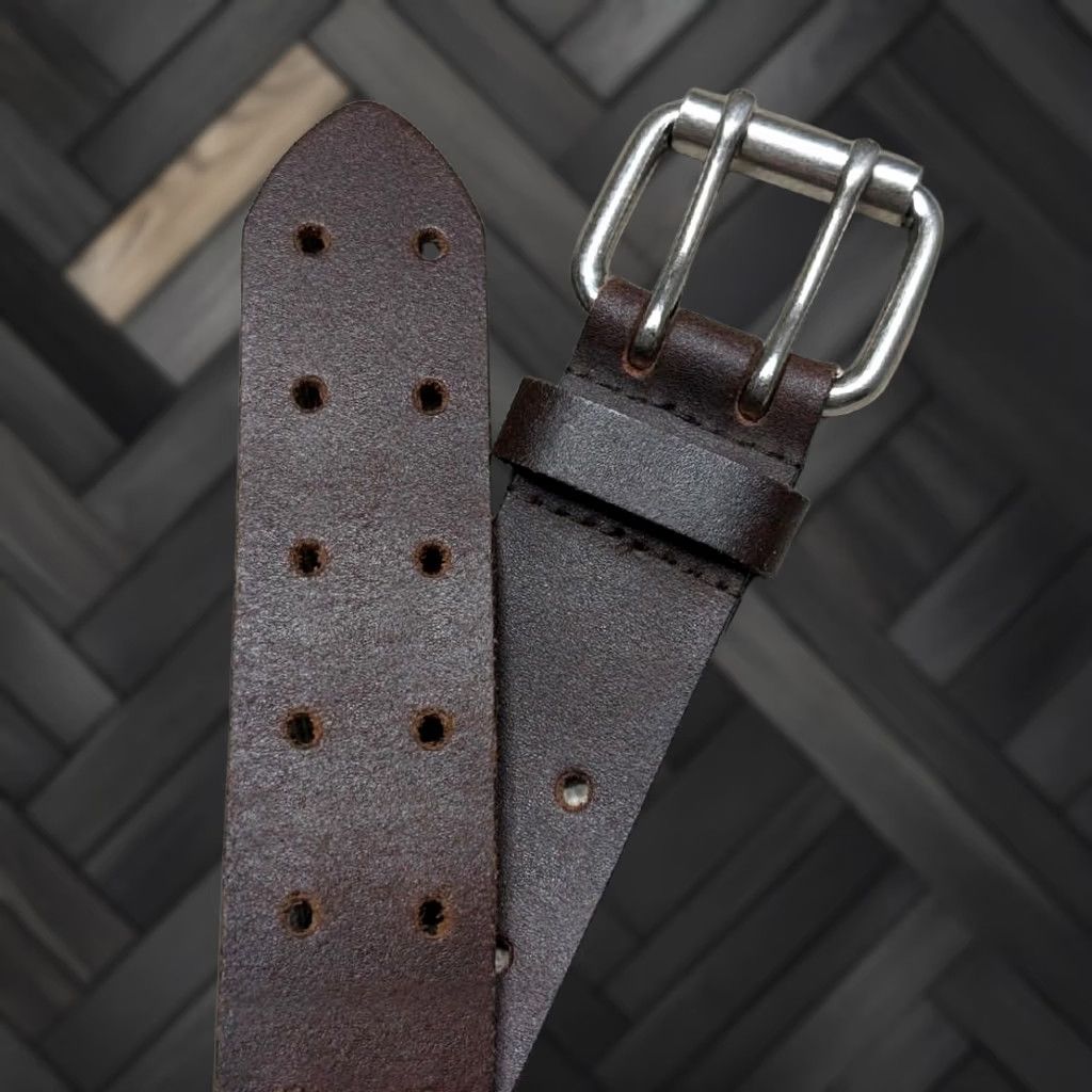 Dickies VINTAGE Dickies leather belt 38 brown cowhide full grain skate 1990s Mens 38" long 1-1/2" wide Size 38 - 1 Thumbnail
