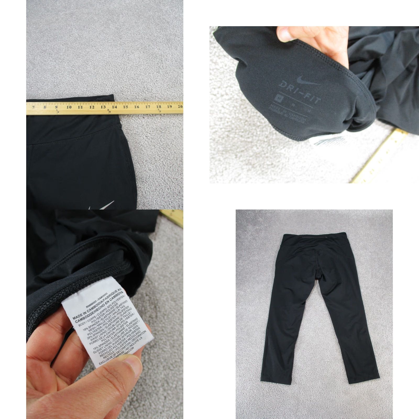 Nike Nike Leggings Womens Medium Dri Fit Black Performance Crop Running Size 32" / US 10 / IT 46 - 8 Thumbnail