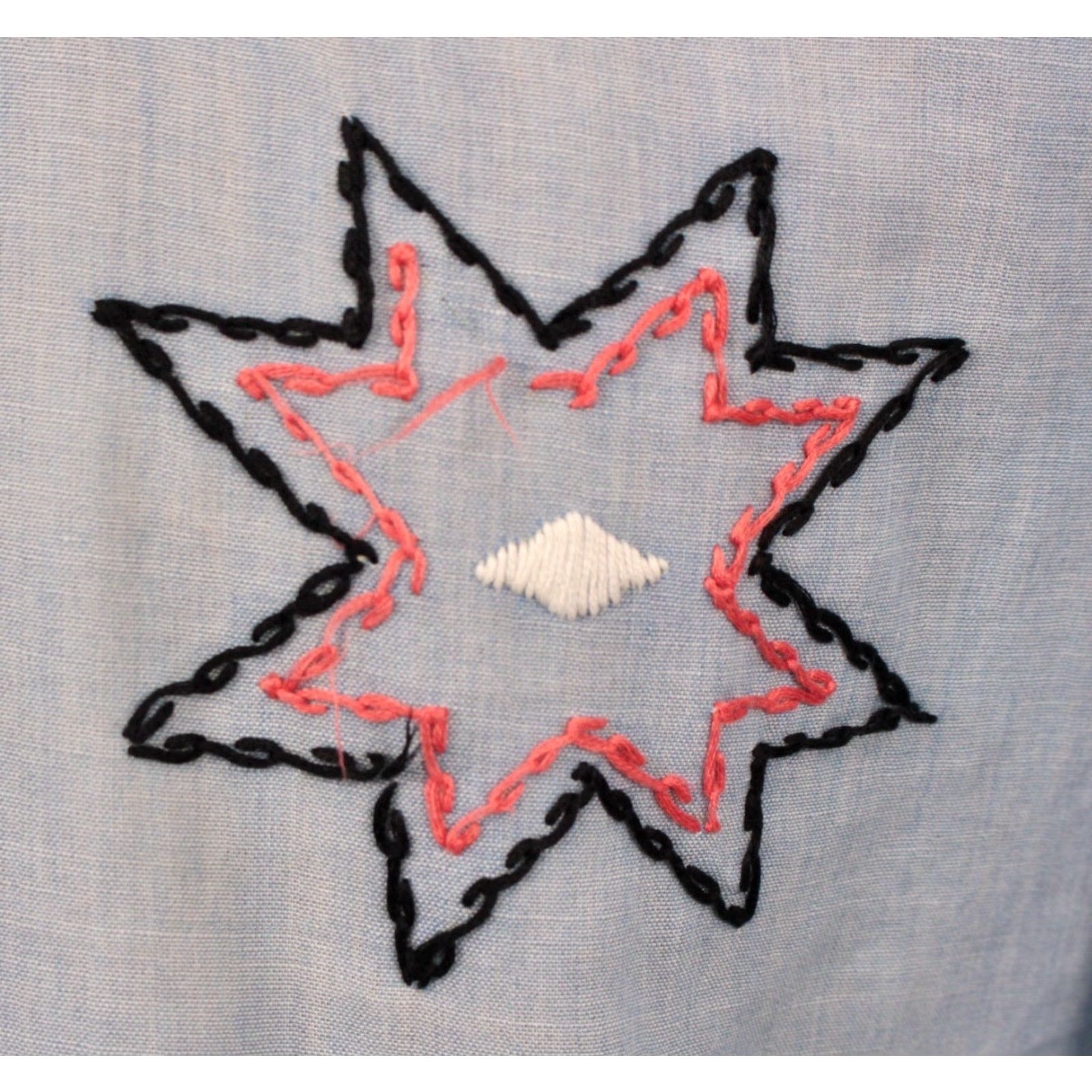 Vintage VINTAGE Men's VTG 70s Blue Embroidered Thunderbird Chambray Work Shirt M 1970s Mens Size US M / EU 48-50 / 2 - 6 Thumbnail