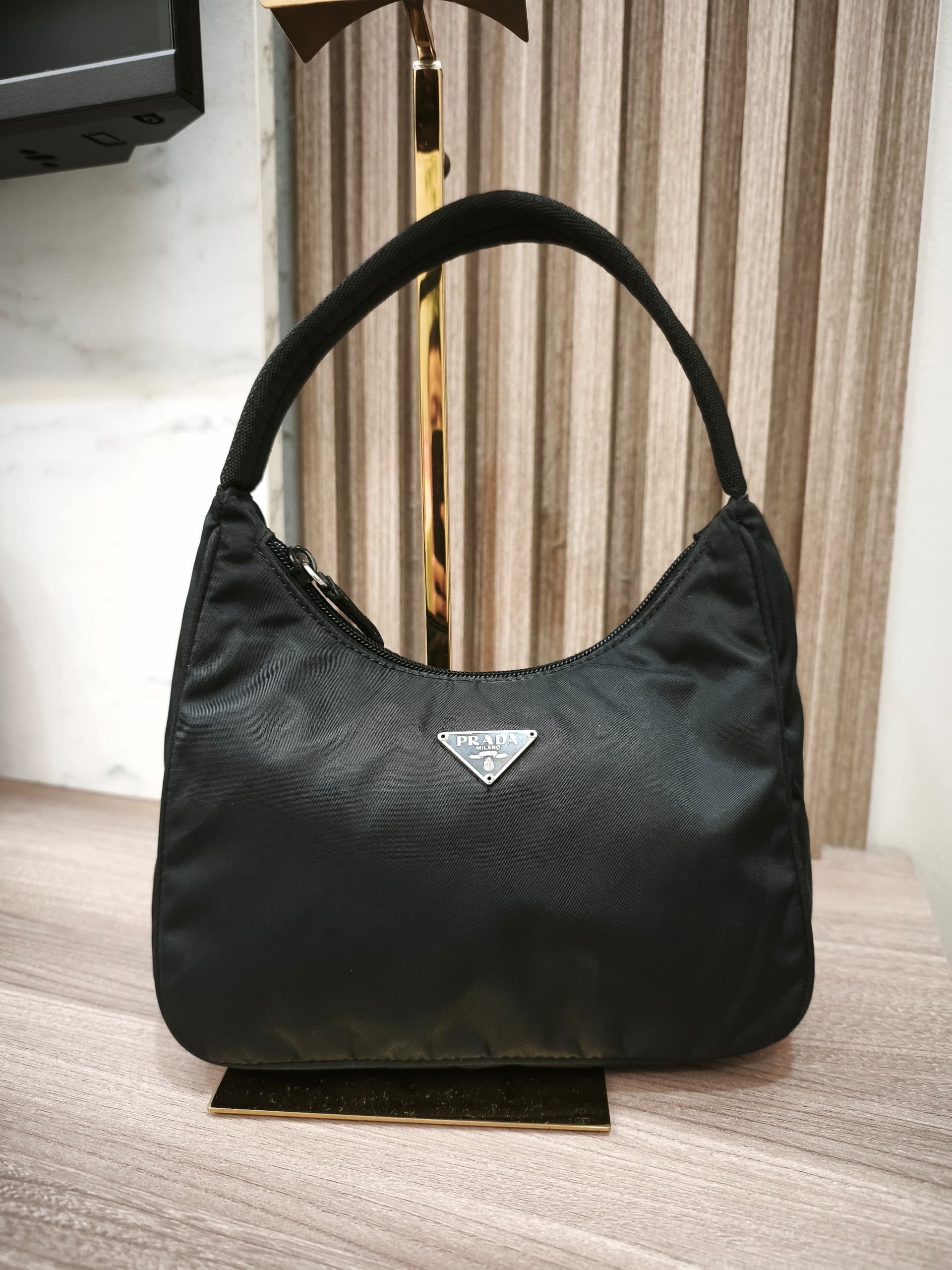 Prada Prada Black Nylon Mini Tessuto Shoulder Bag Size ONE SIZE - 2 Thumbnail