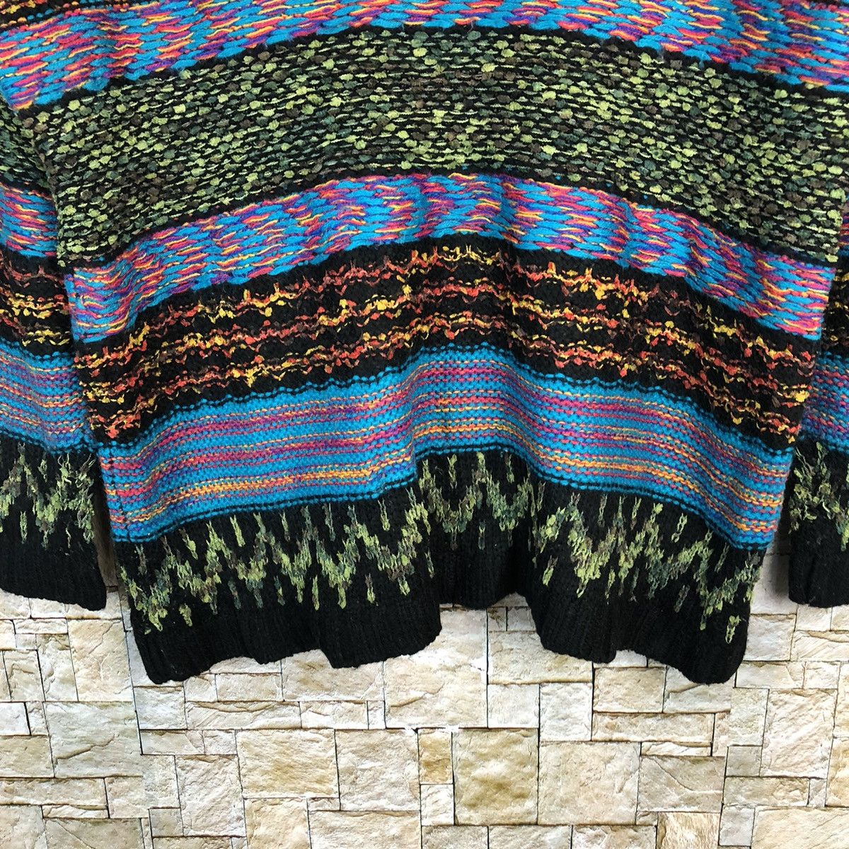 Japanese Brand Titi Caca stripe art vintage Blue Knitwear sweatshirt #A417 Size L / US 10 / IT 46 - 6 Thumbnail