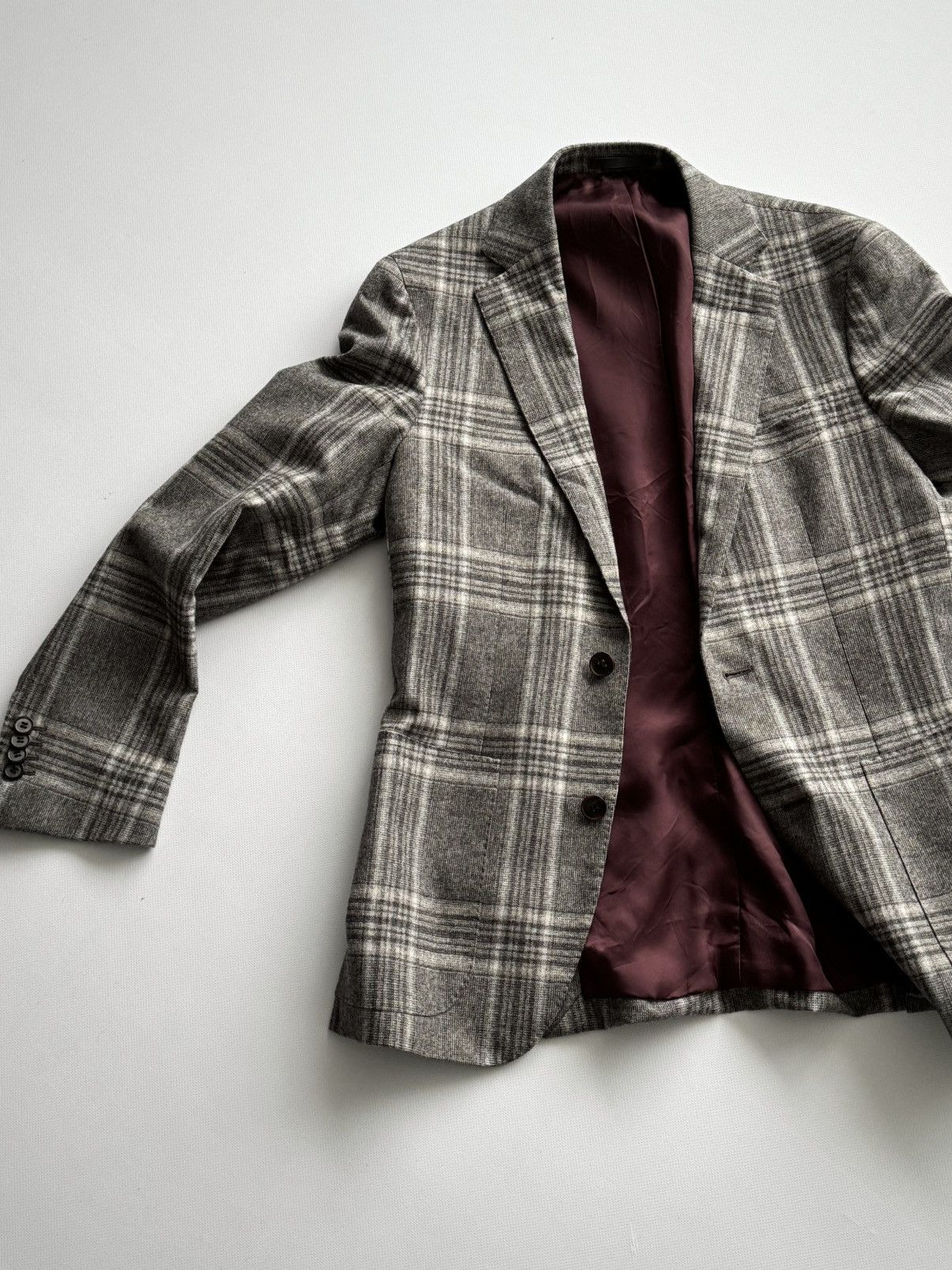 Suitsupply Suitsupply Havana FL Wool & Silk Gray Check Blazer Size 46R - 6 Thumbnail